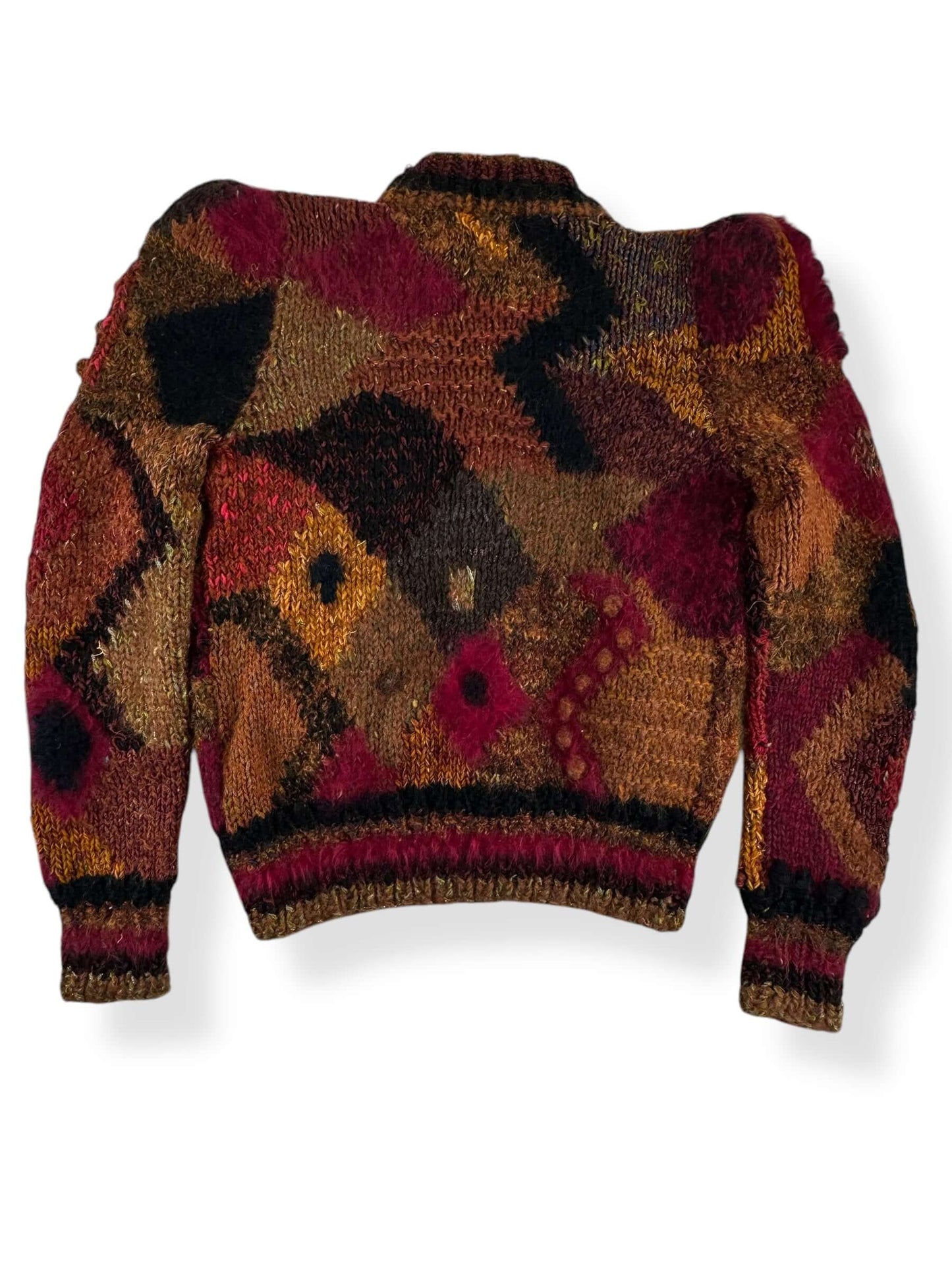 Back view of 1980s Ilene Danchig Artsy Cardigan Sweater M
