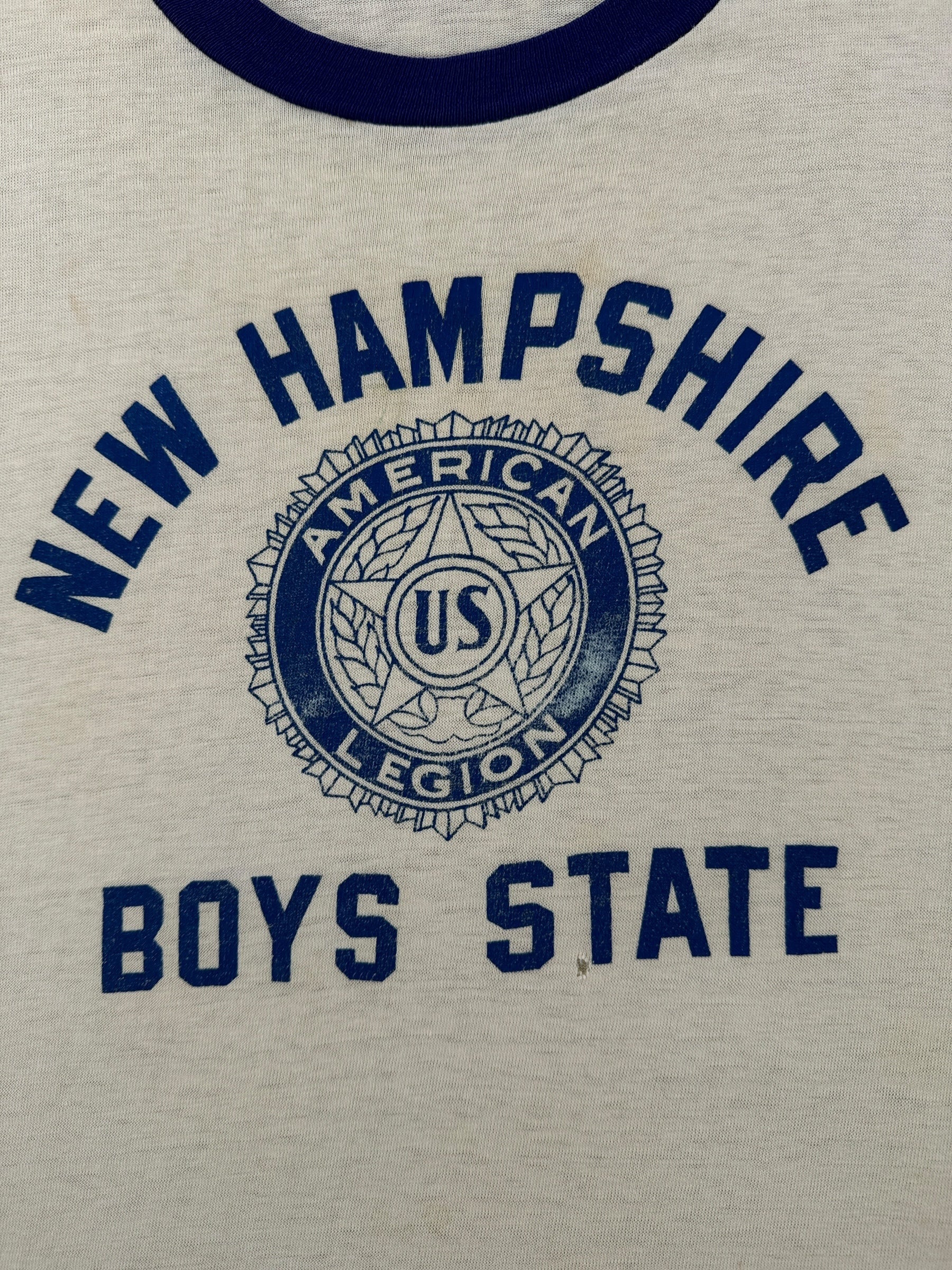 Graphic of Vintage American Legion New Hampshire Boys State Ringer Tee SZ S
