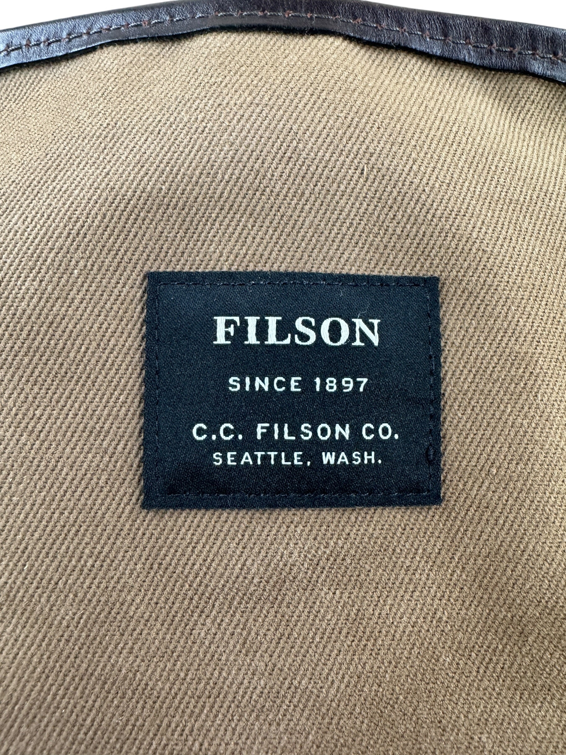 Tag on Filson Satchel Rugged Twill Sample Bag