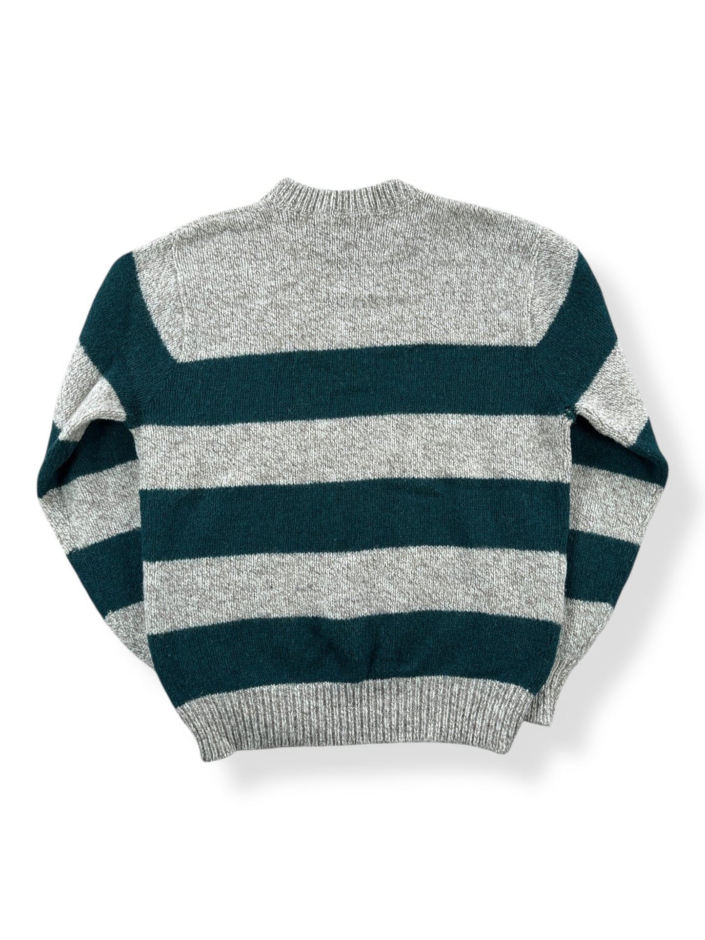 Back of Vintage LL Bean Green Striped Ragg Wool Blend Sweater SZ L