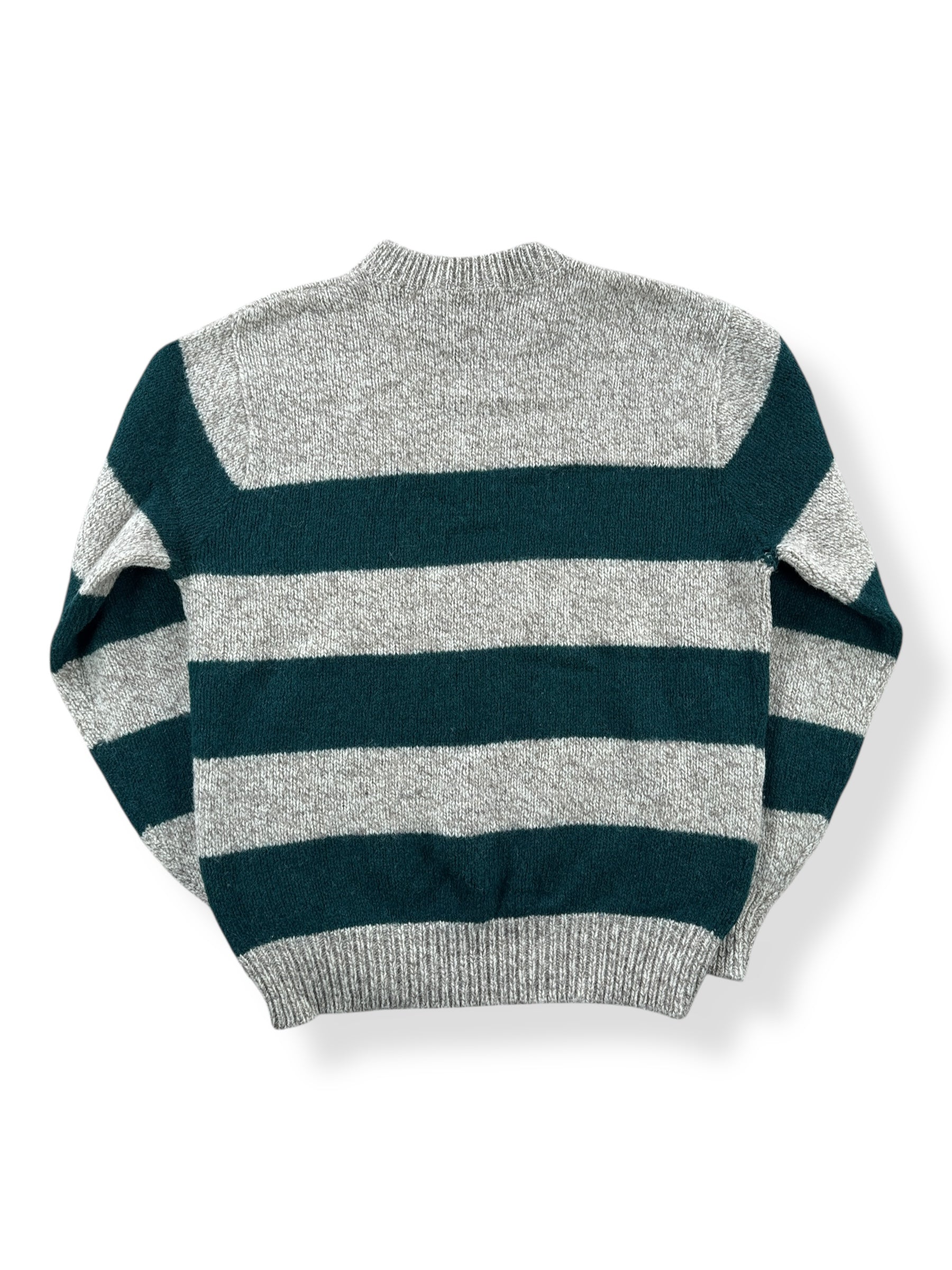 Back of Vintage LL Bean Green Striped Ragg Wool Blend Sweater SZ L