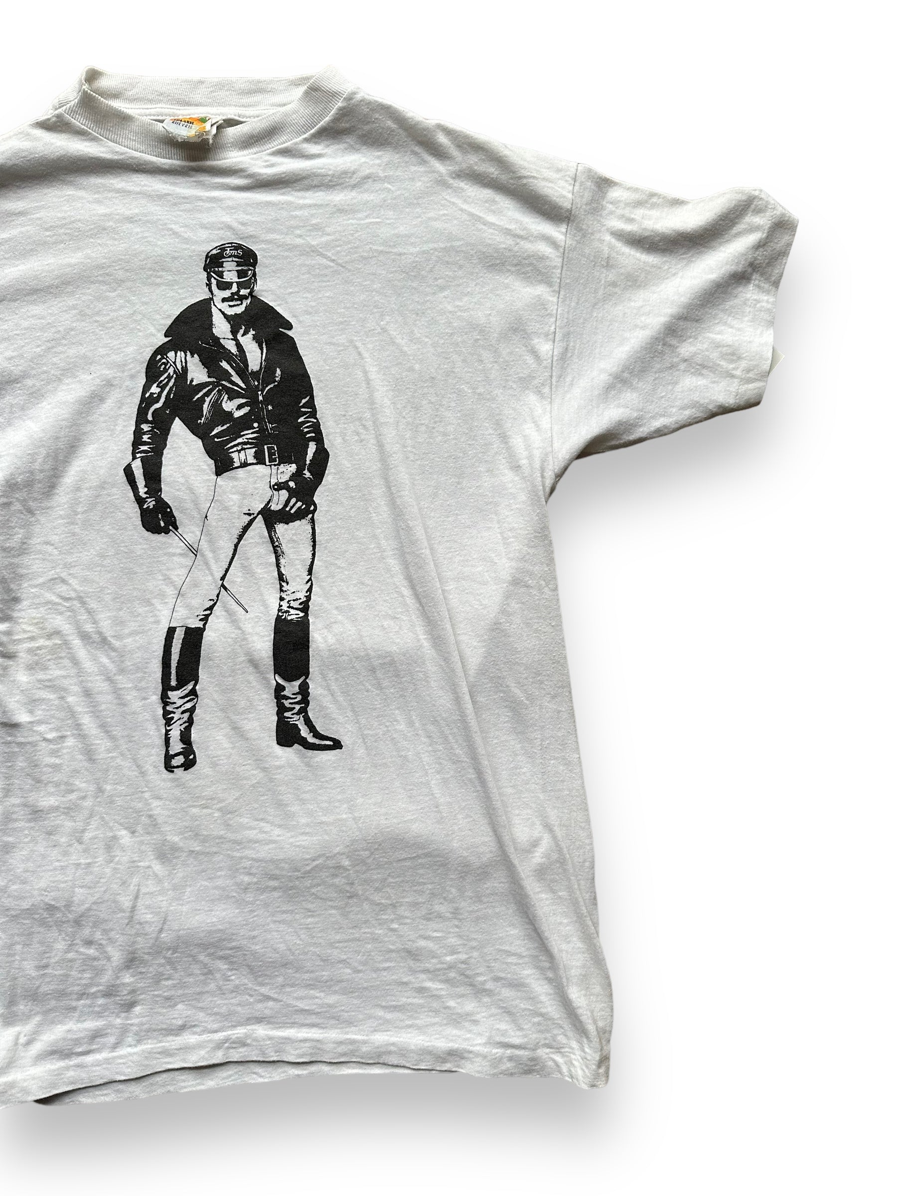 Front Left View of Vintage Tom of Finland Tee SZ L | Vintage Leather Daddy Tees Tees Seattle | Barn Owl Vintage Tees Seattle