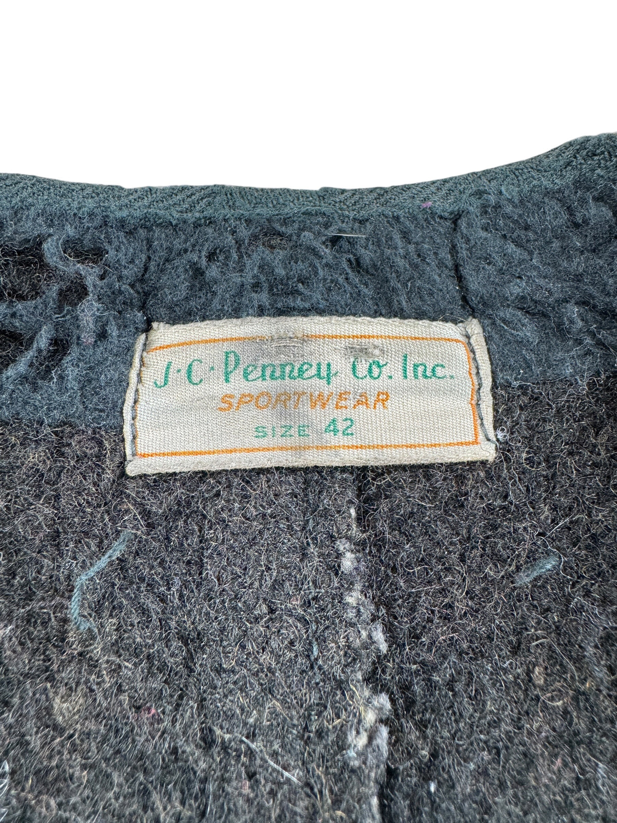 Label on Vintage 40s Era JC Penney Browns Beach Style Vest SZ 42