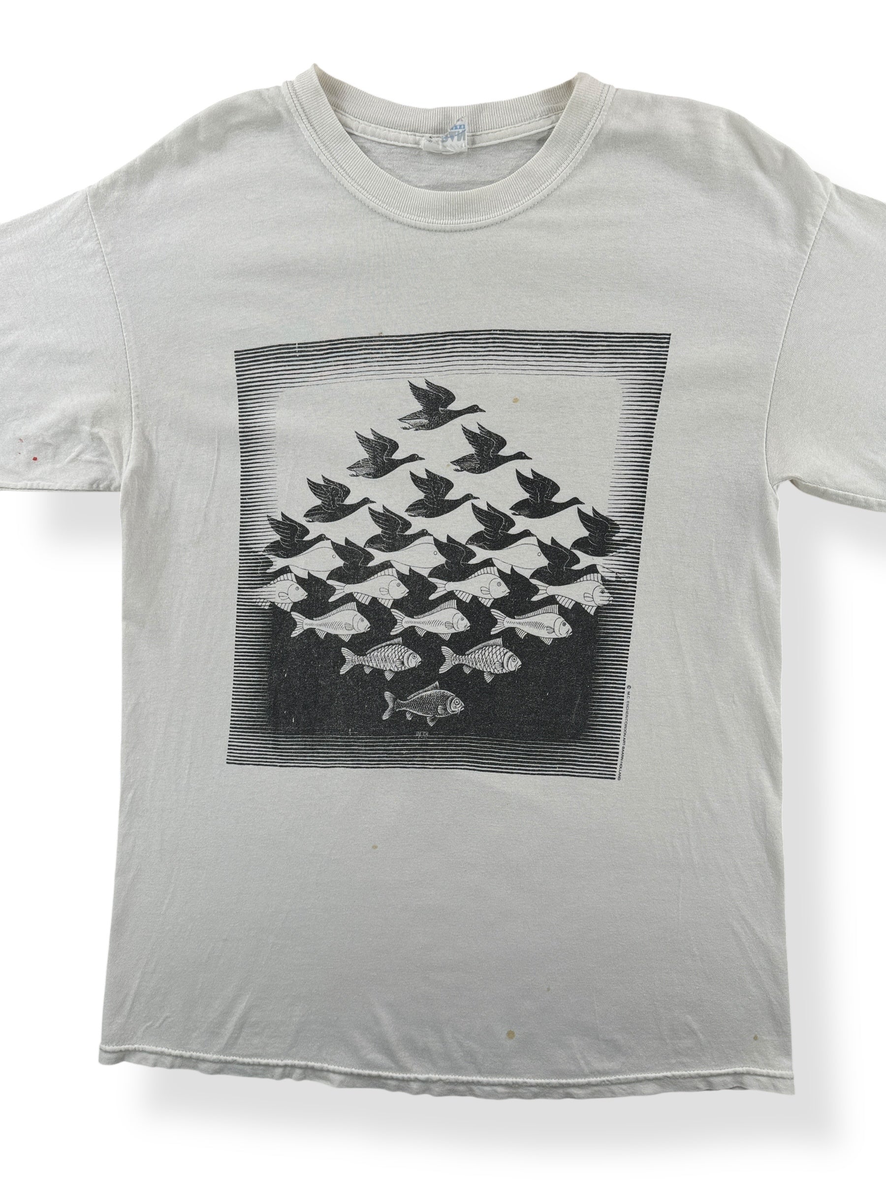 Front Close Up of Vintage MC Escher Tee SZ M AS IS