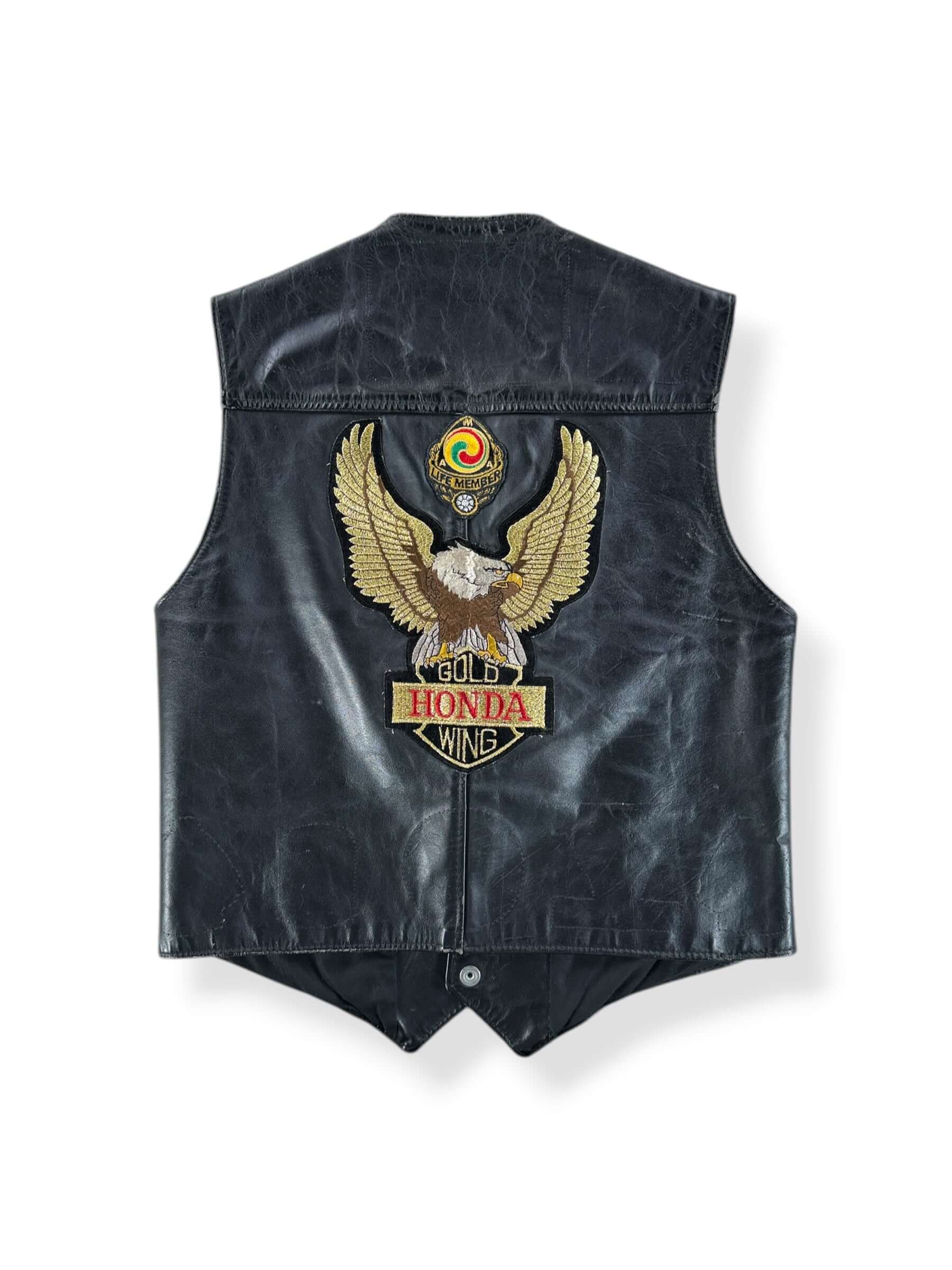 Back of Vintage Honda Biker Leather Vest SZ XS