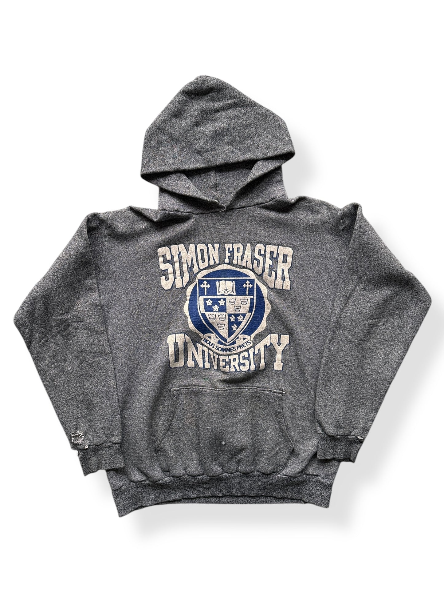 Front of Vintage Simon Fraser University Hoodie SZ M