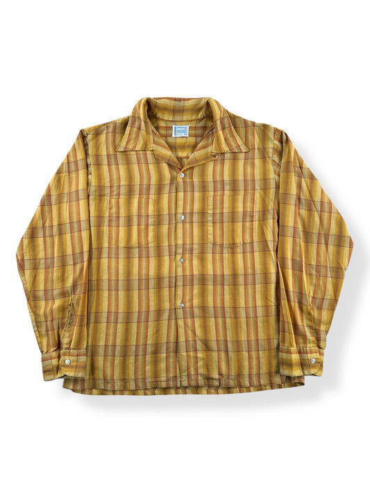 Front of Vintage Towncraft Penn Prest Plaid Loop Collar Shirt SZ L