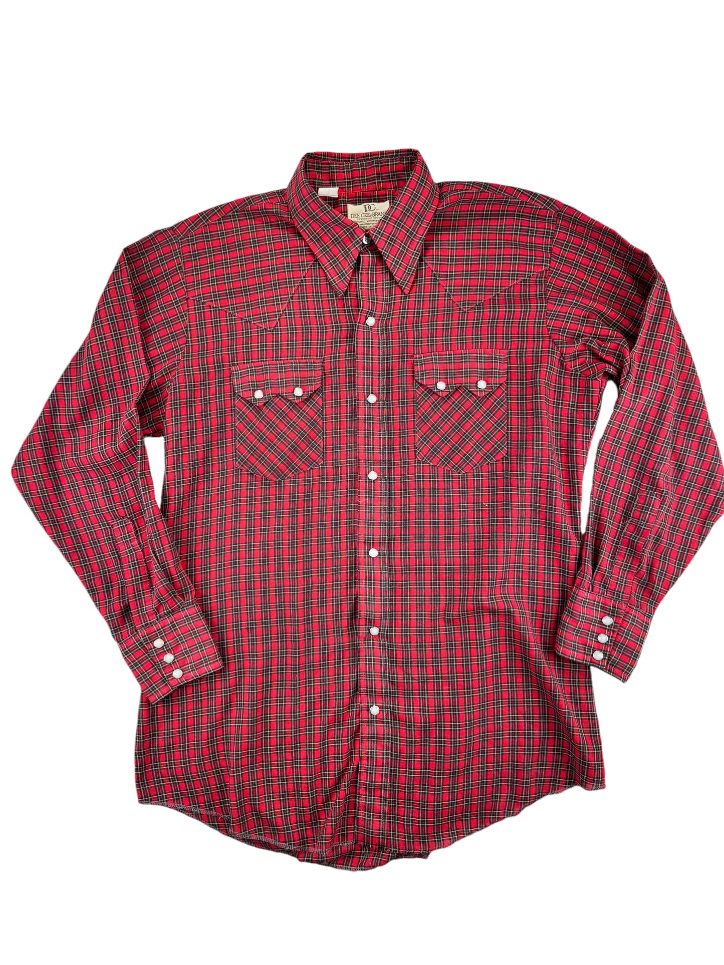 Front view of 1980s Dee Cee Plaid Pearl Snap L