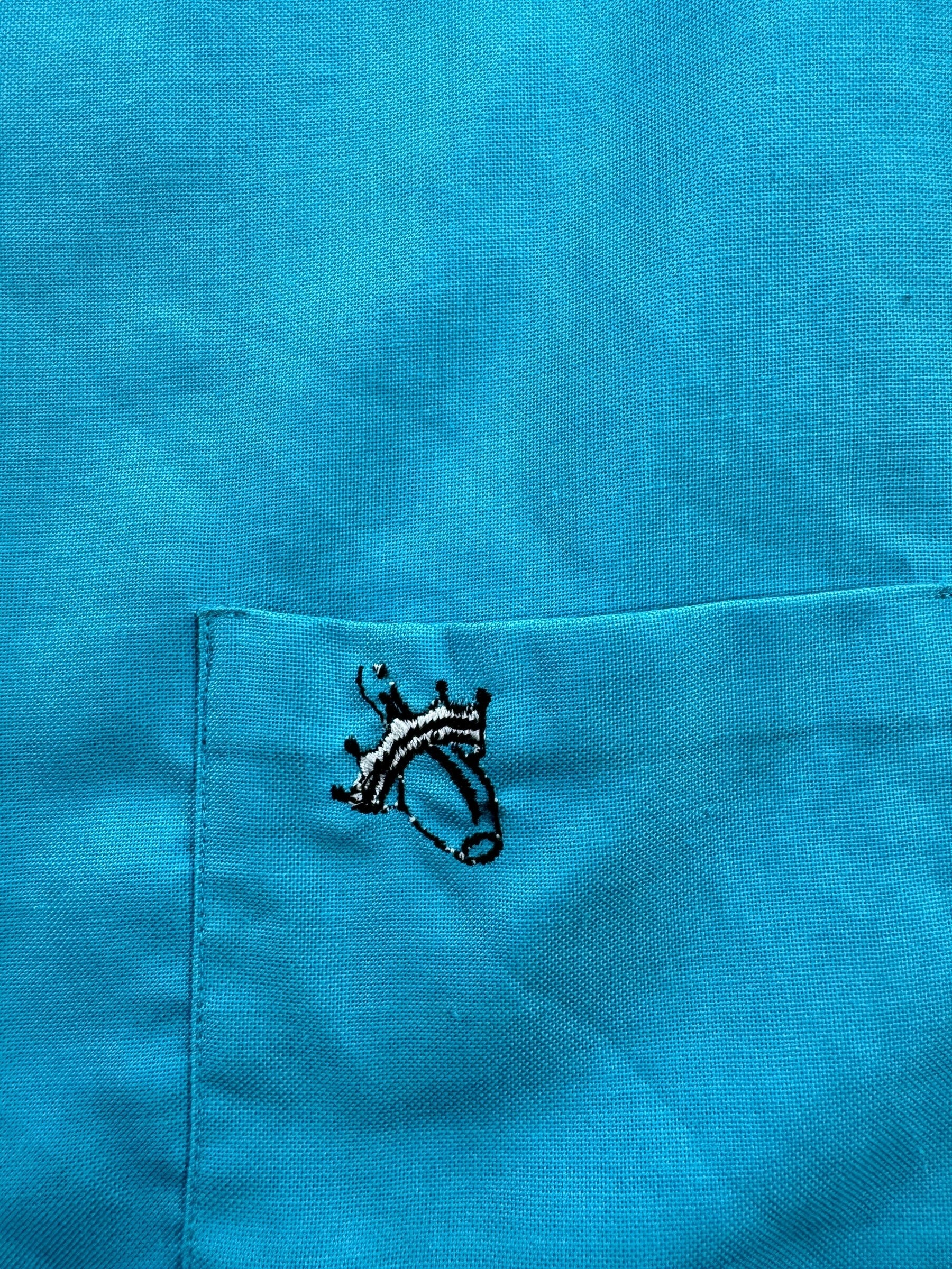 Embroidery on Vintage Hilton Blue Women's Bowling Shirt SZ M