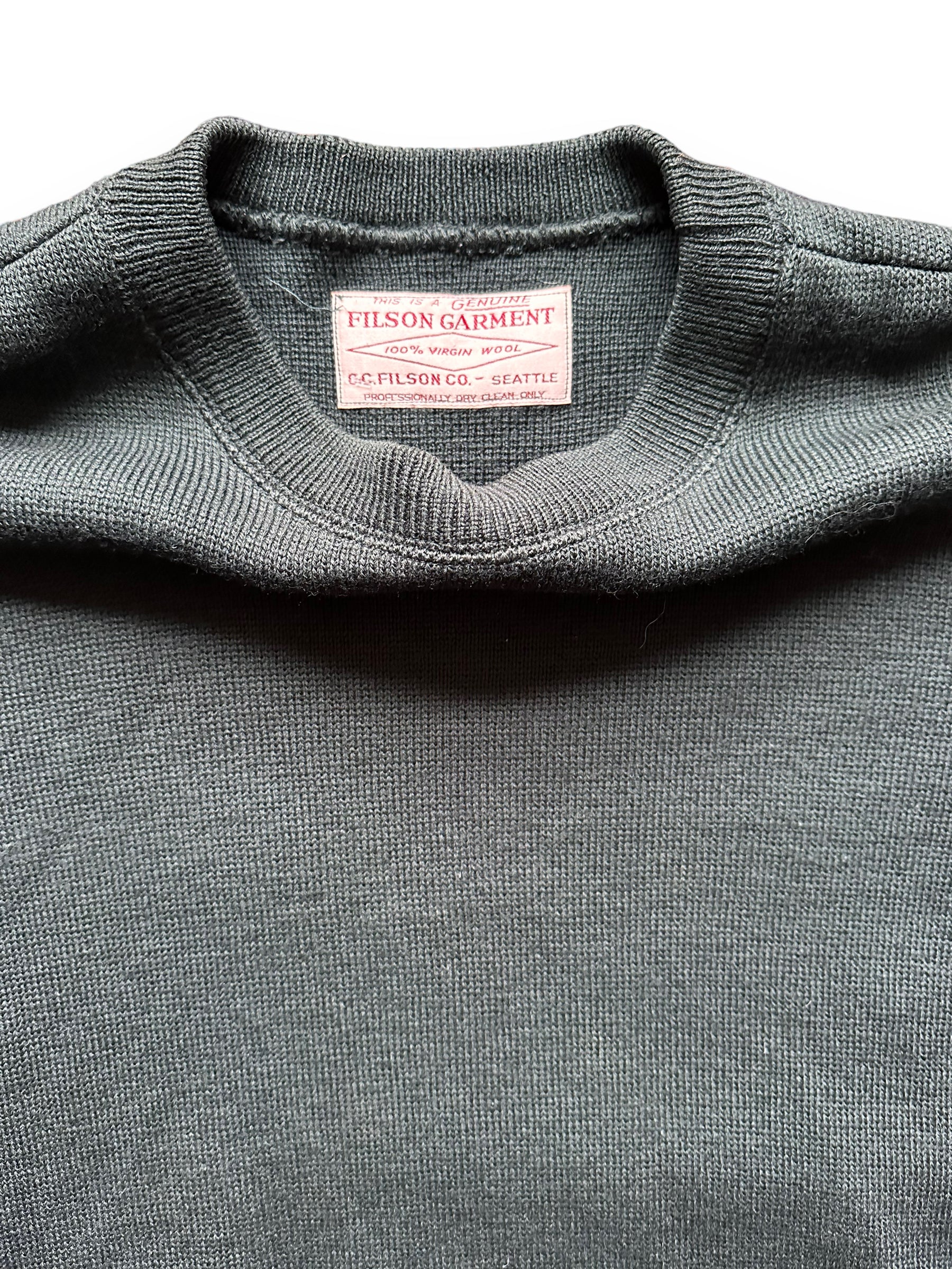 Tag View of Filson Guide Sweater SZ XL |  Barn Owl Vintage Goods | Vintage Filson Workwear Sweaters Seattle