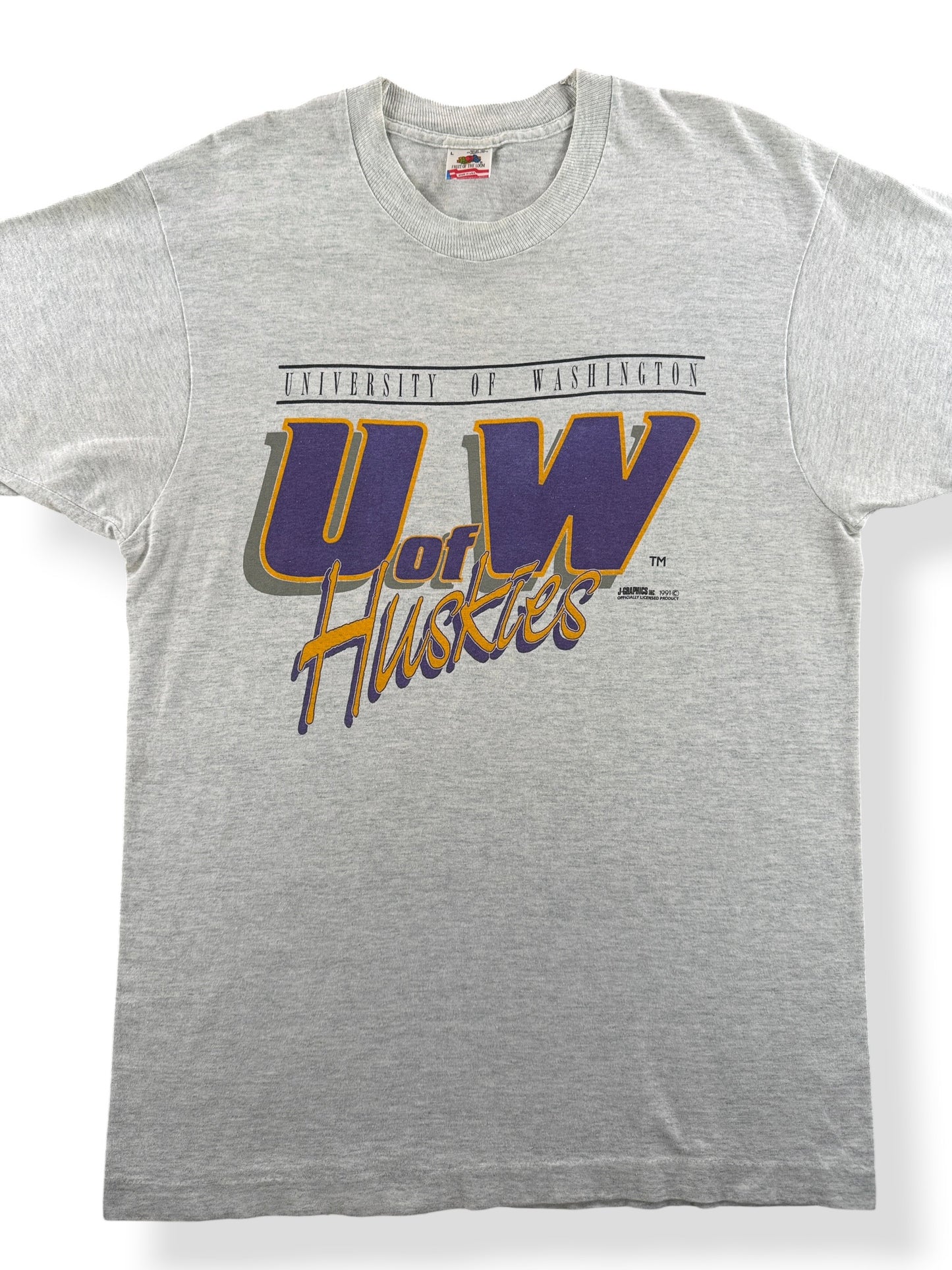 Front Close Up of Vintage UW Huskies Tee SZ L
