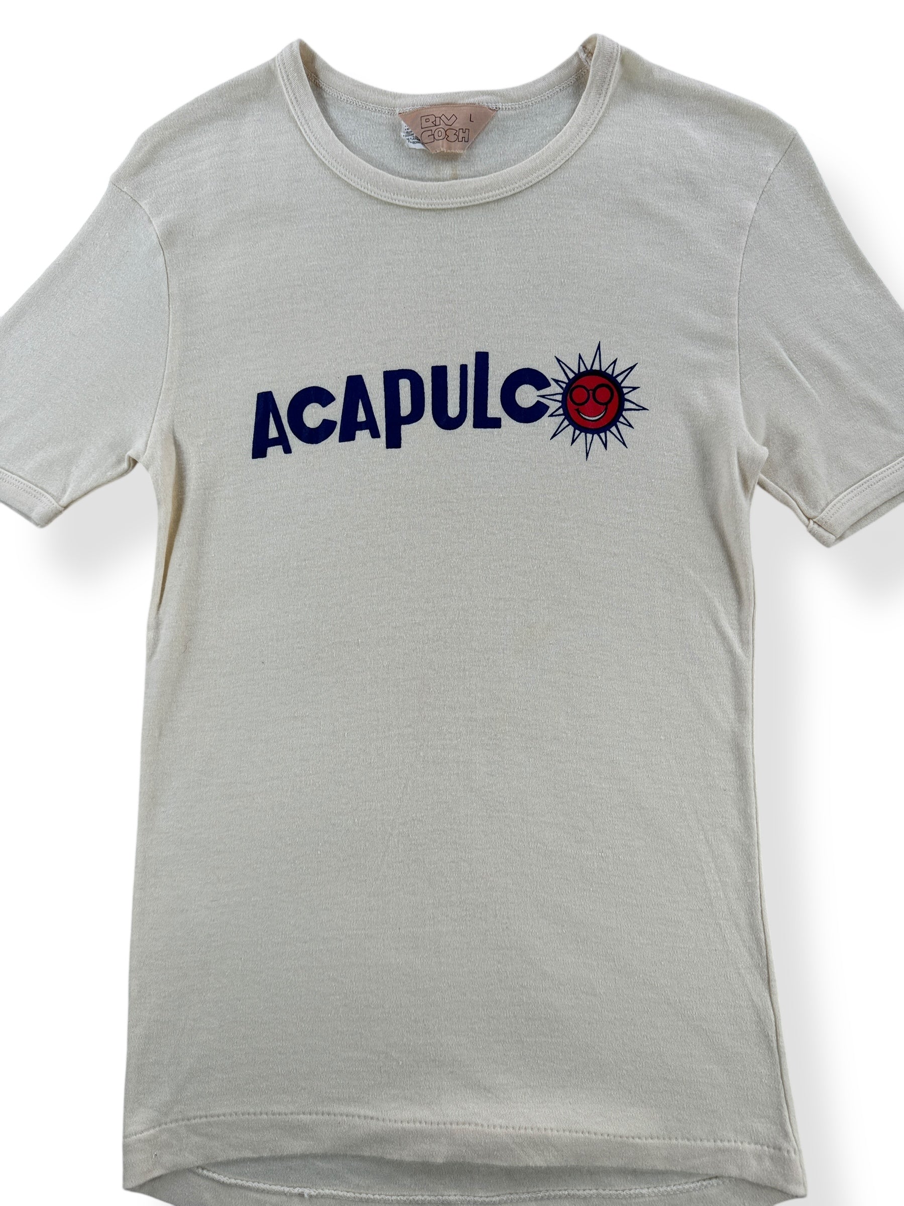 Front Close Up of Vintage Yellow Acapulco MX Tee SZ XS