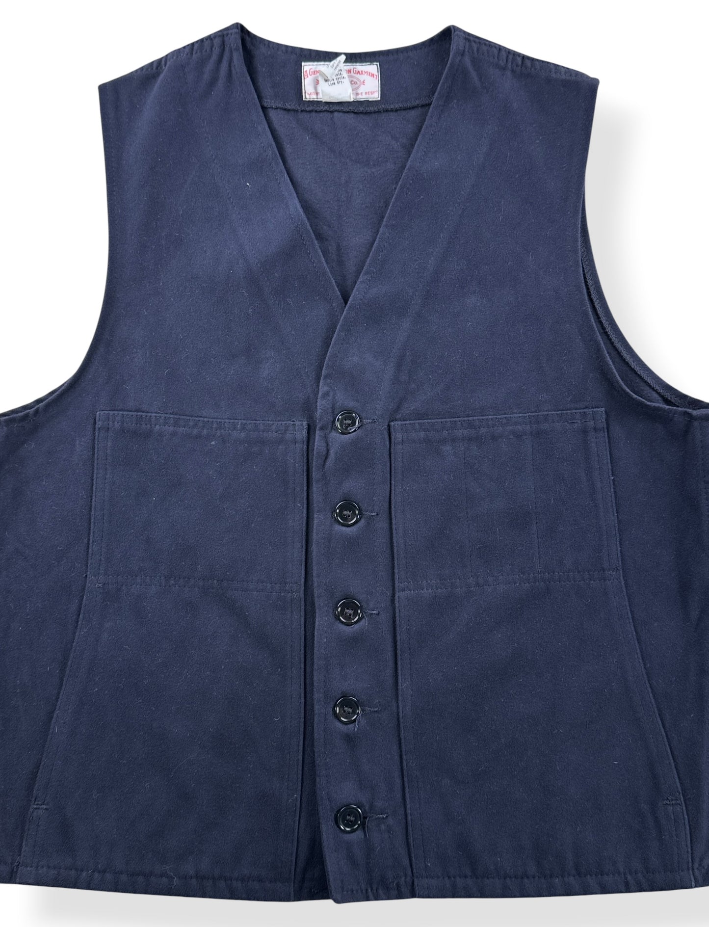 Close-up of Filson Navy Moleskin Vest SZ 44