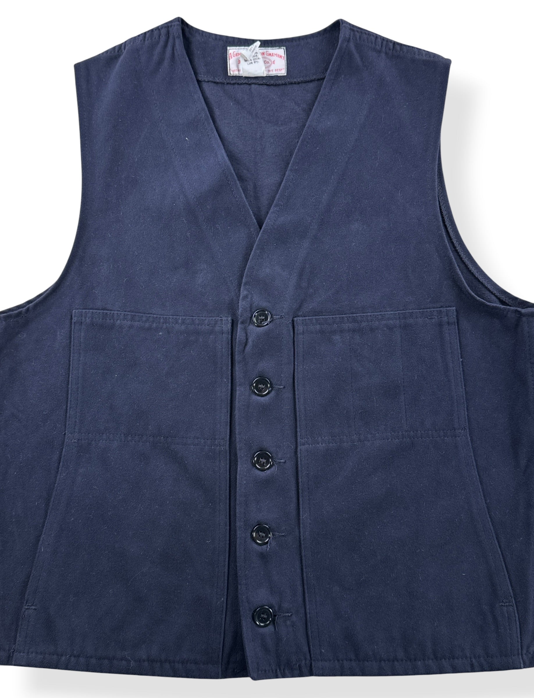 Close-up of Filson Navy Moleskin Vest SZ 44