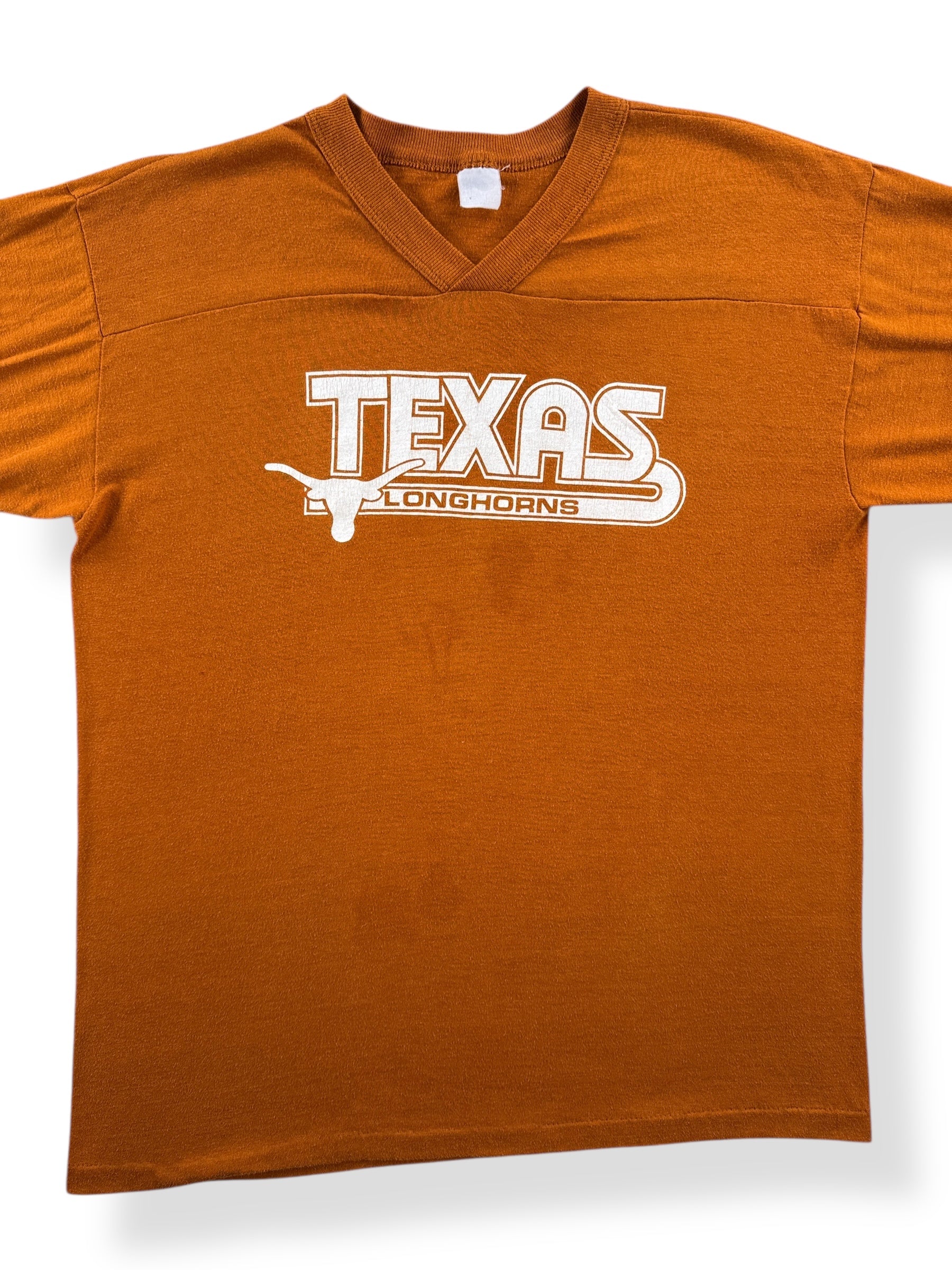 Front Close Up of Vintage Texas Longhorns Jersey SZ M AS IS