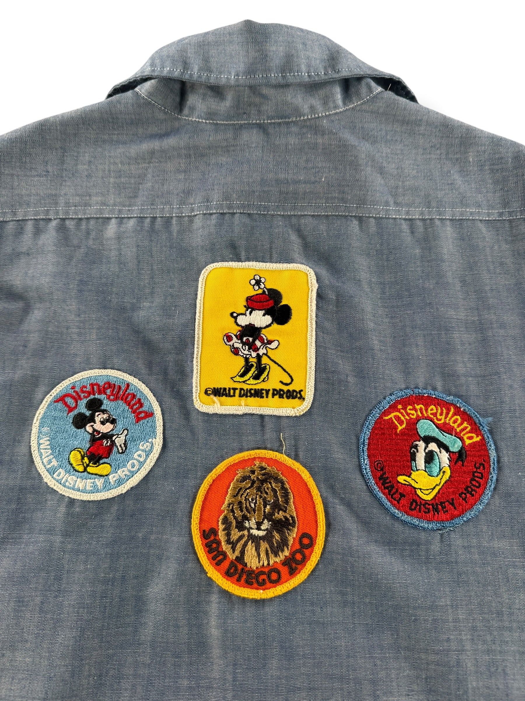 Back Patches on Vintage Patched Chambray Shirt SZ M