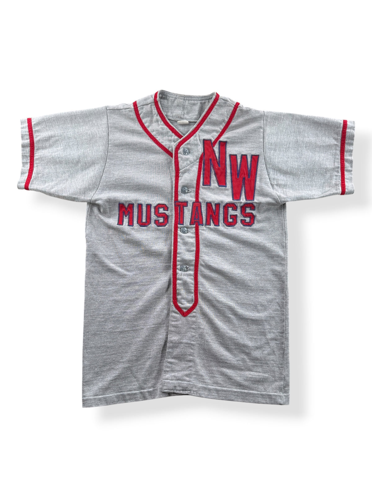 Front of Vintage 50s NW Mustangs Baseball Jersey SZ S (Fits XXS)