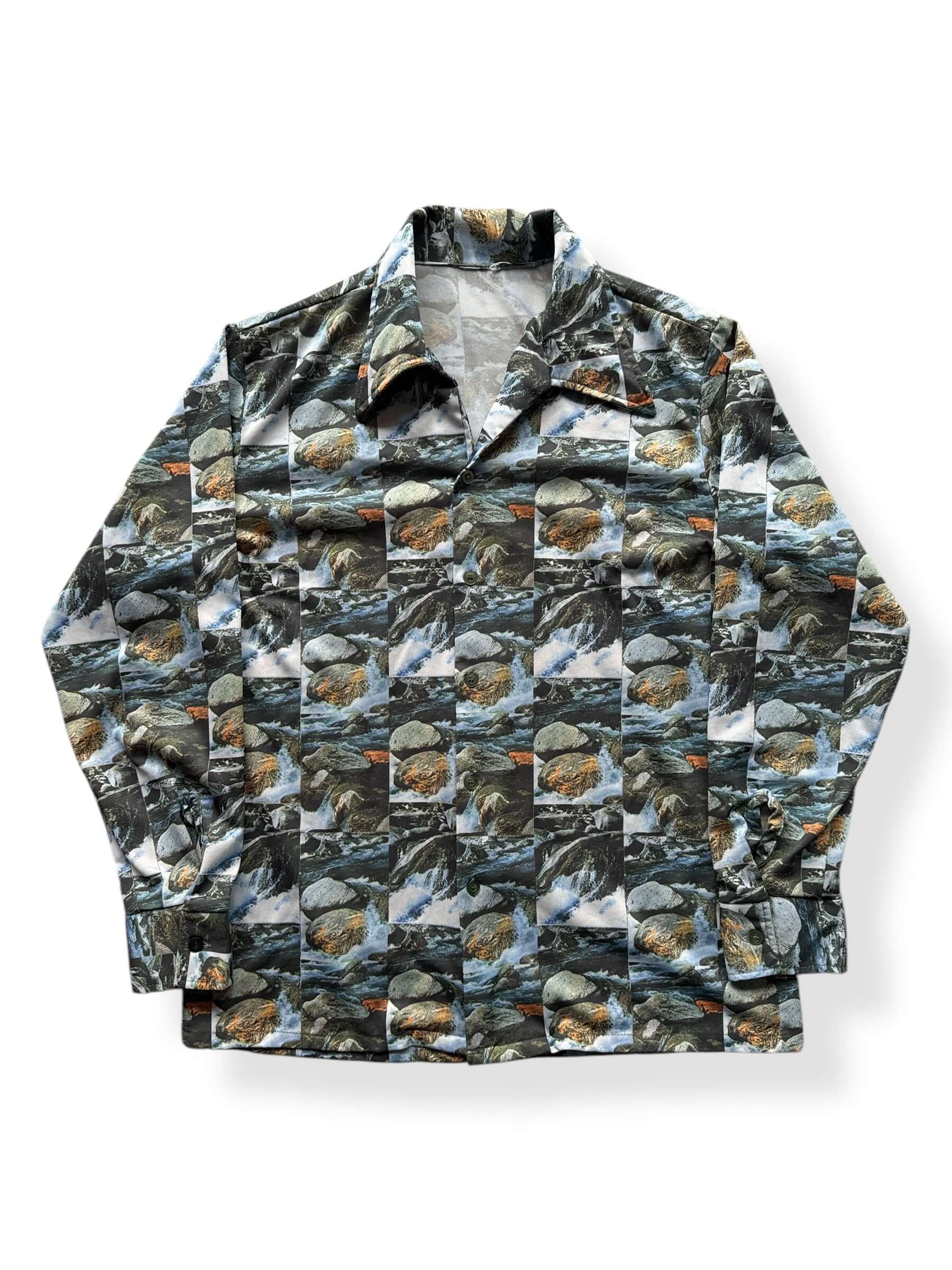 Front of Vintage Flowing Water Motif Disco Shirt SZ L