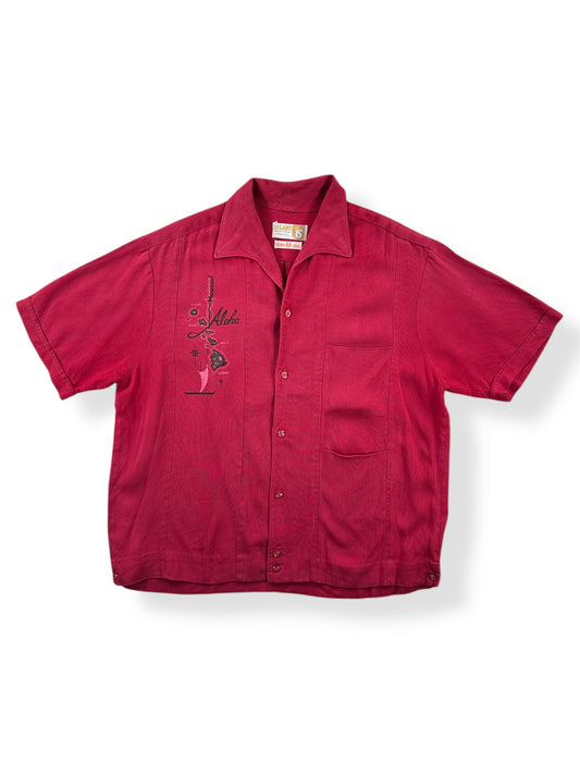 Front of Vintage Iolani Hapa Jac Aloha Shirt SZ M