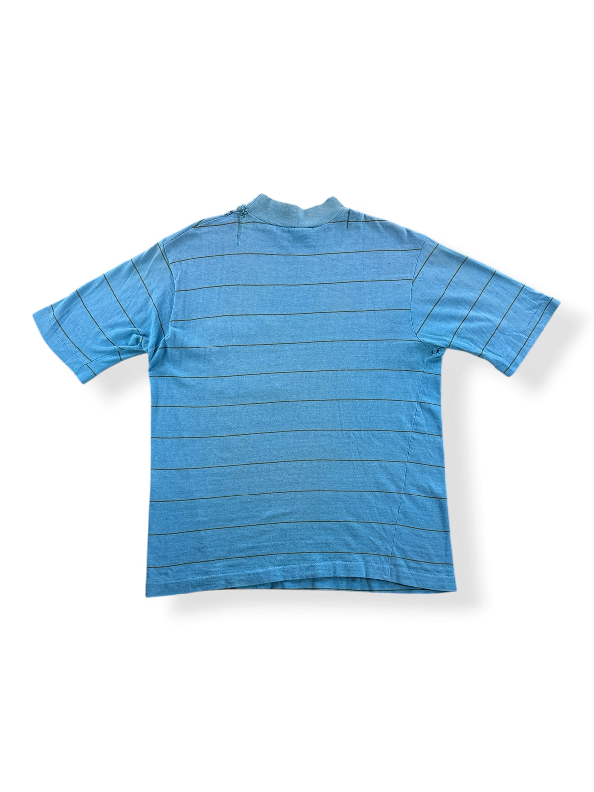 Back of Vintage 60s/70s Turtle King Baby Blue Striped Pocket Tee SZ M