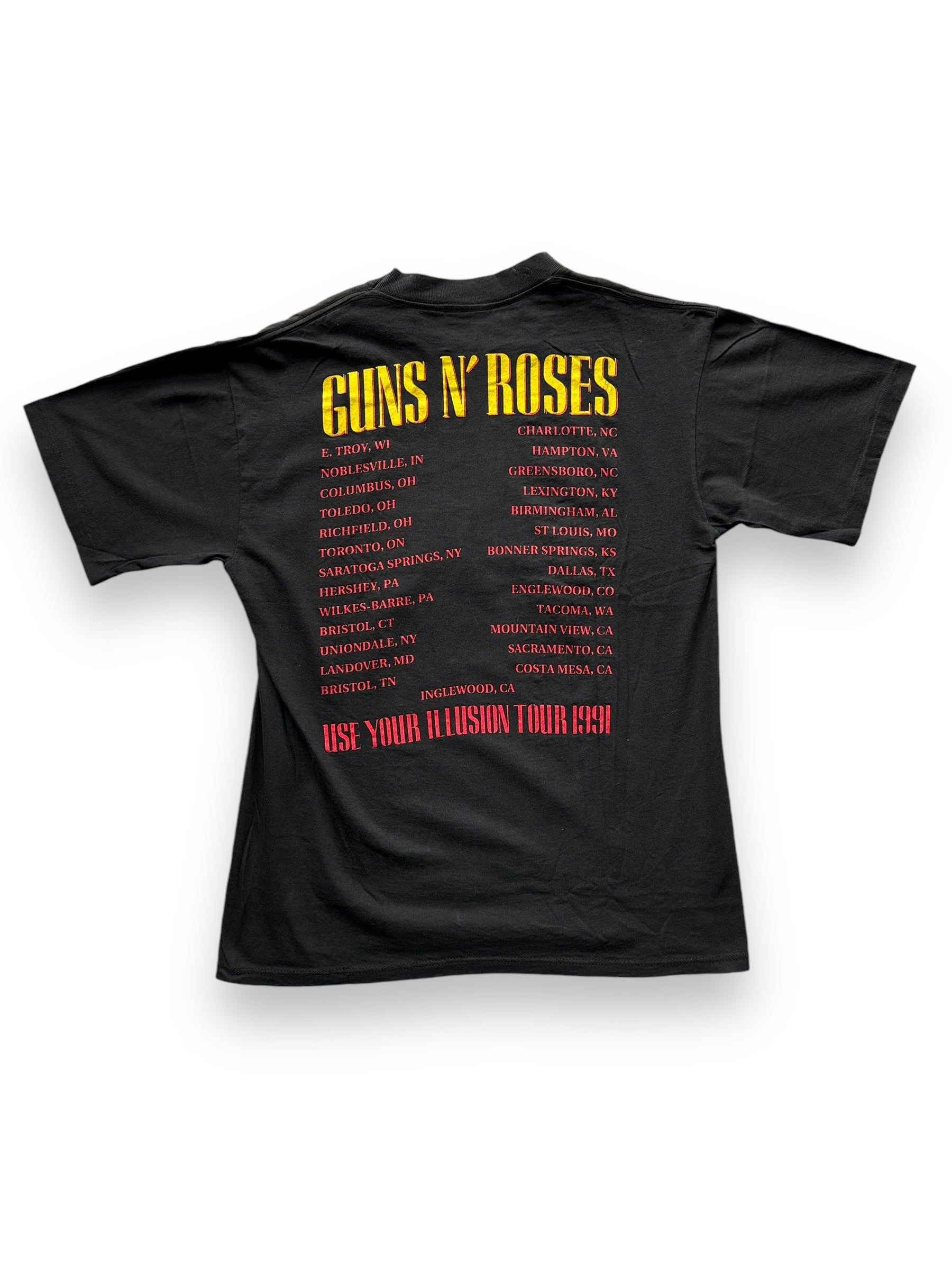 back of Vintage '91 Guns N' Roses Tour Band Tee SZ L