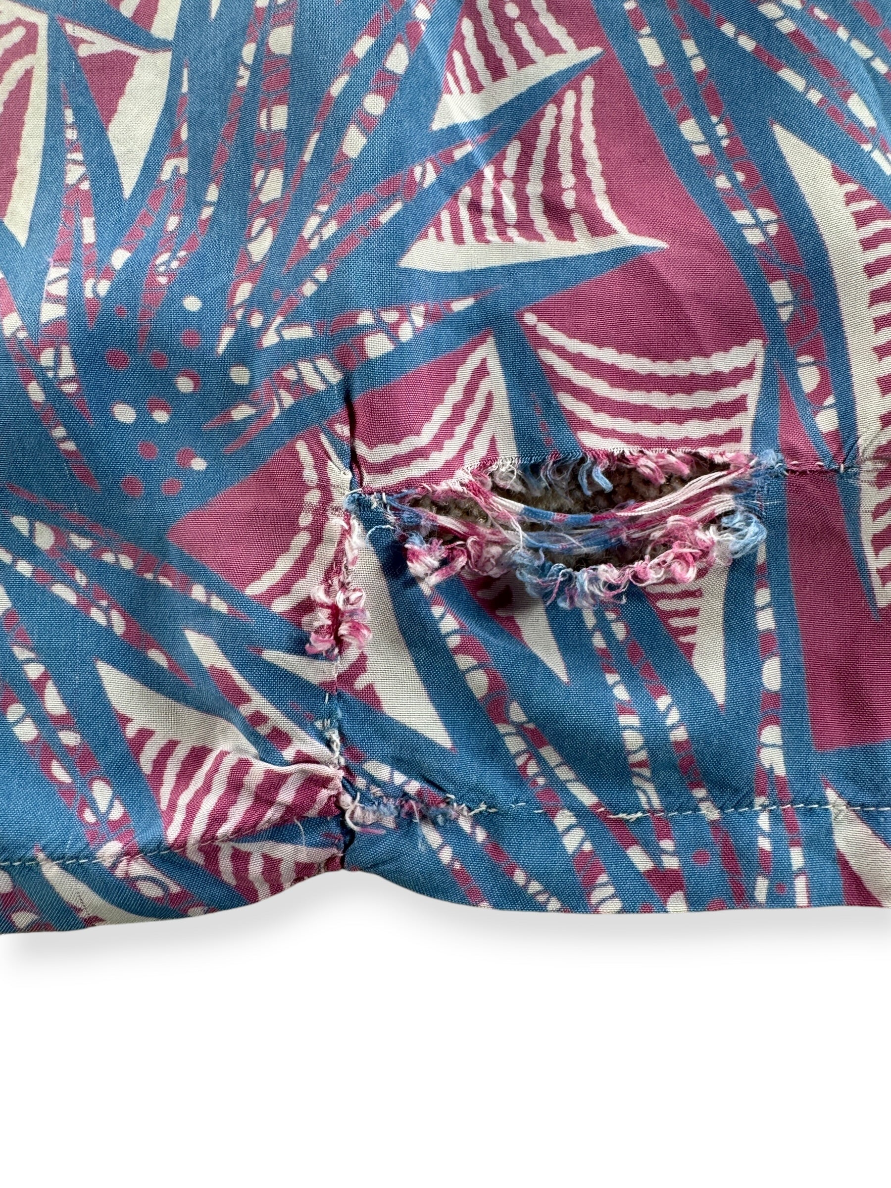 Repair on Vintage Penney's Top Flight Abstract Patterned Aloha Shirt SZ L - AS IS