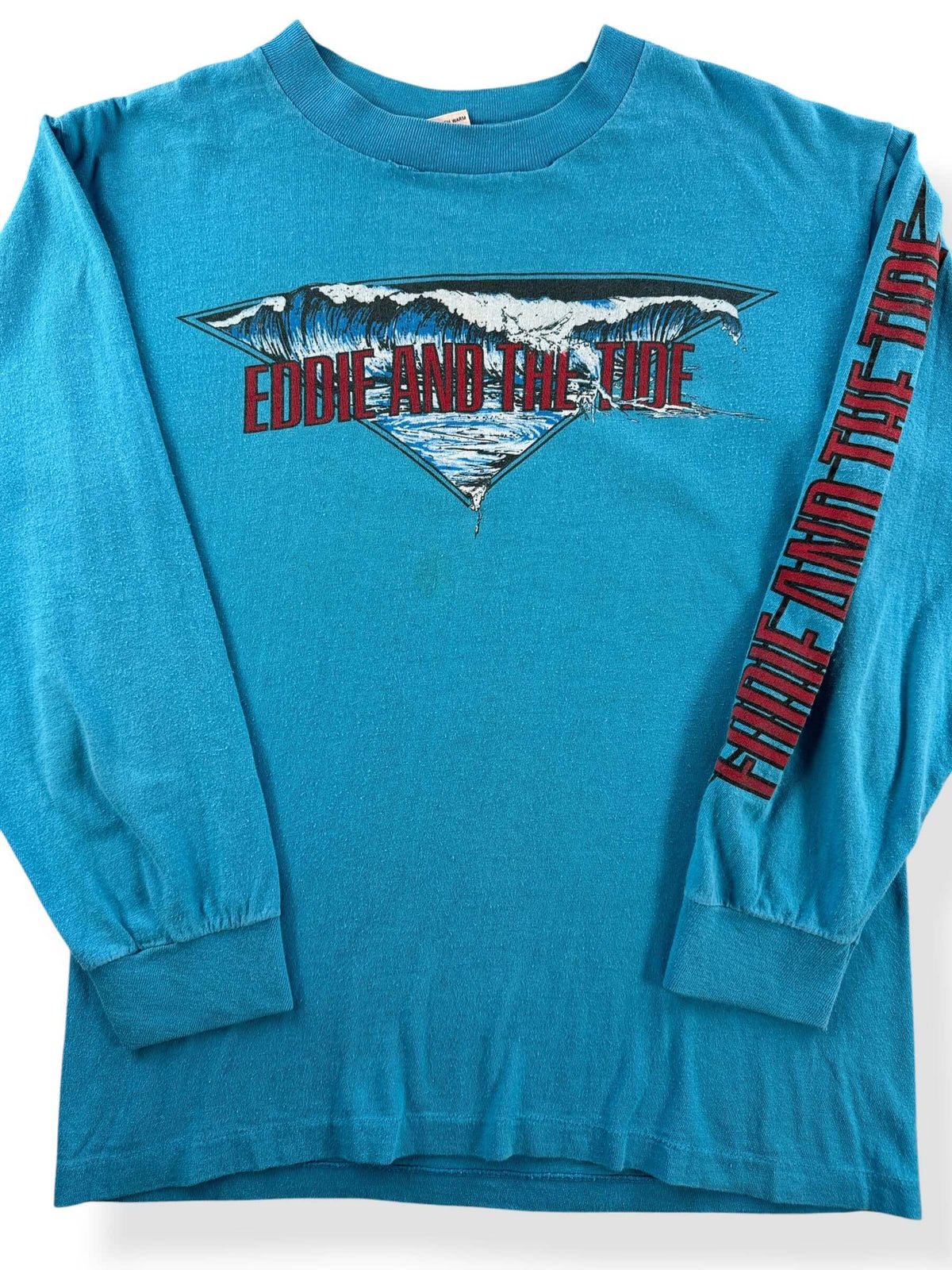 Close-up of Vintage 80s Eddie and The Tide Band LS Tee SZ S