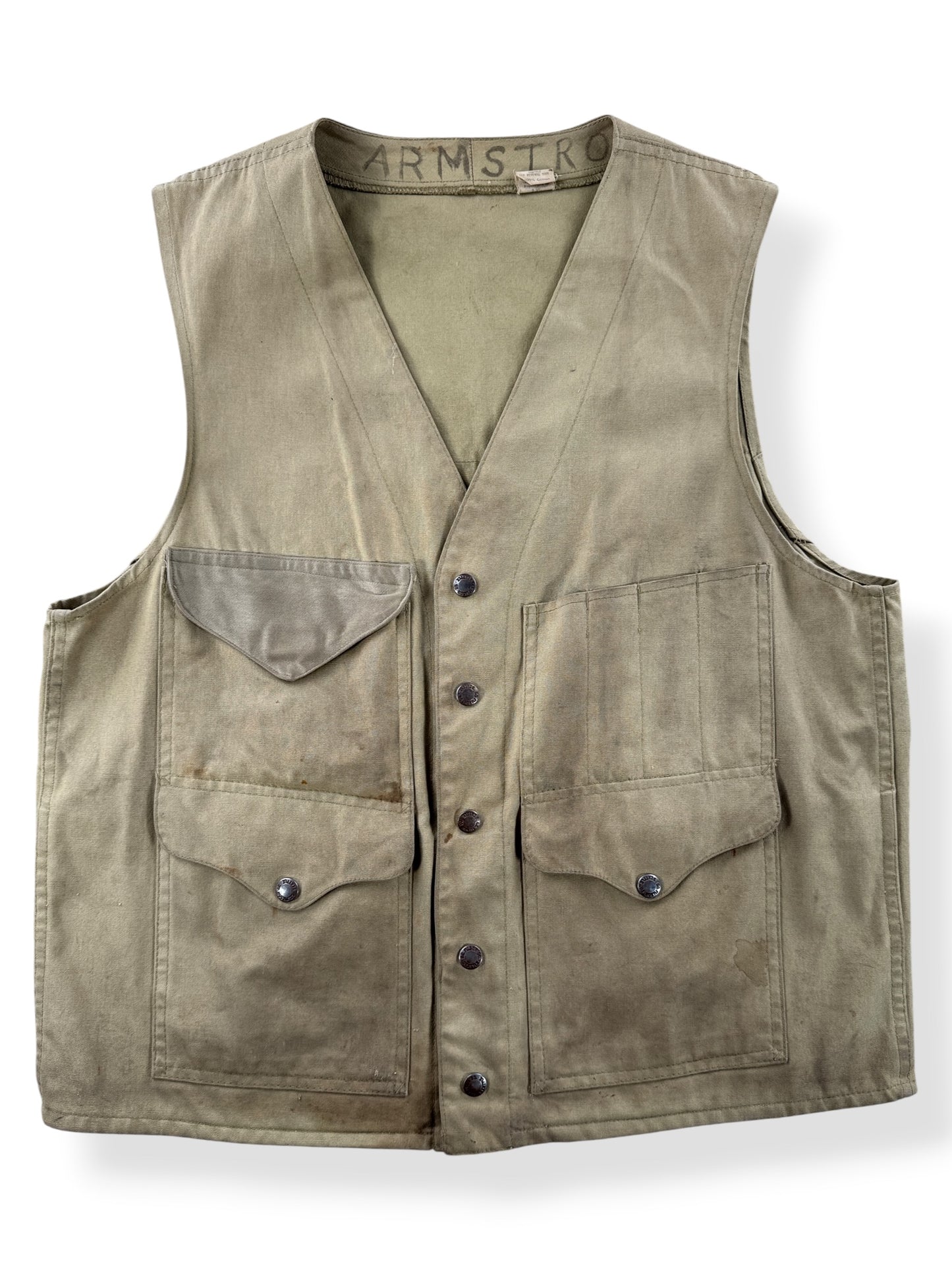 Close-up of Vintage Filson Tin Cloth Vest SZ 40