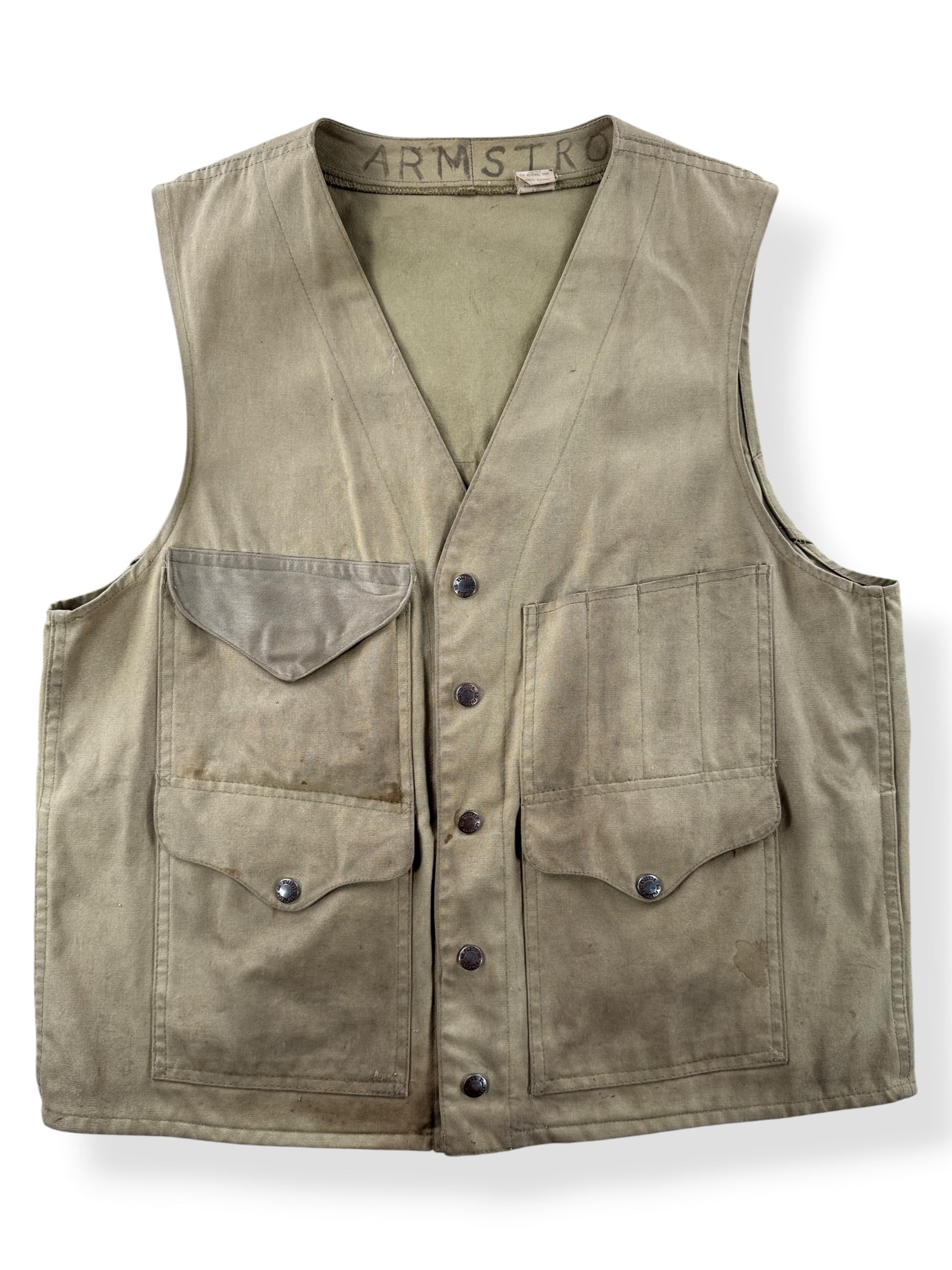 Close-up of Vintage Filson Tin Cloth Vest SZ 40