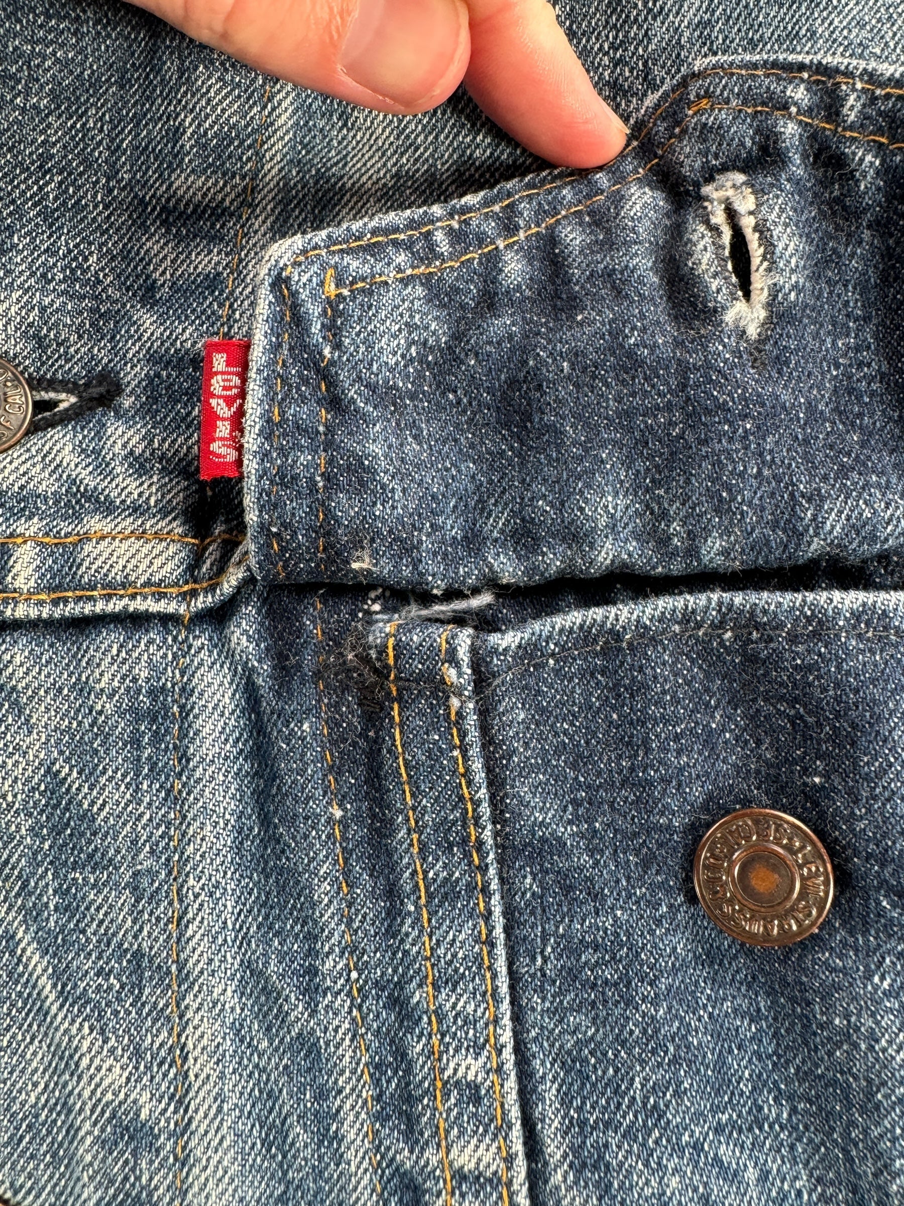 Underside of Pocket on Vintage Levis 70215 Jacket SZ 42