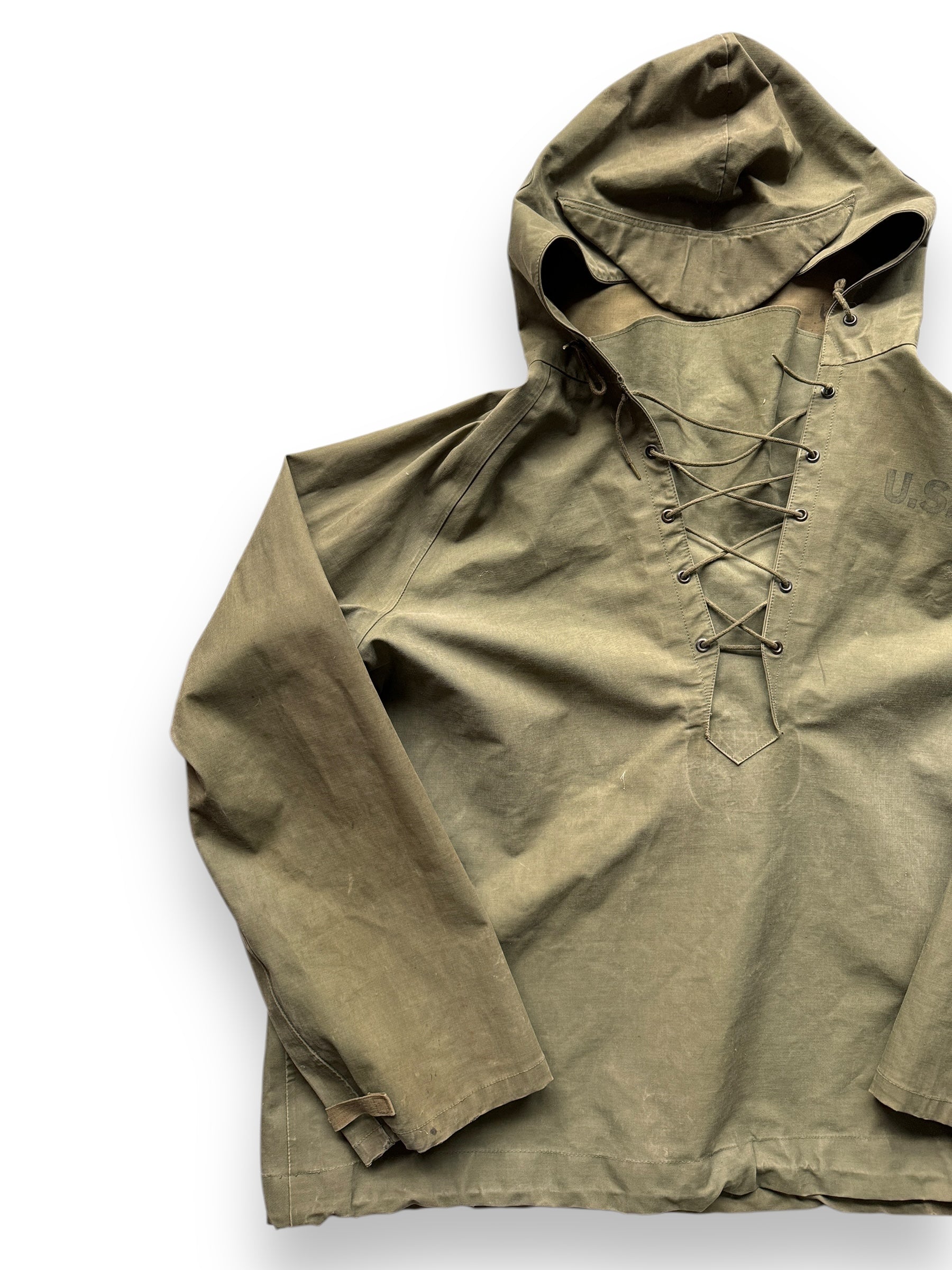 front right of Vintage WWII Era Foul Weather Smock SZ XL