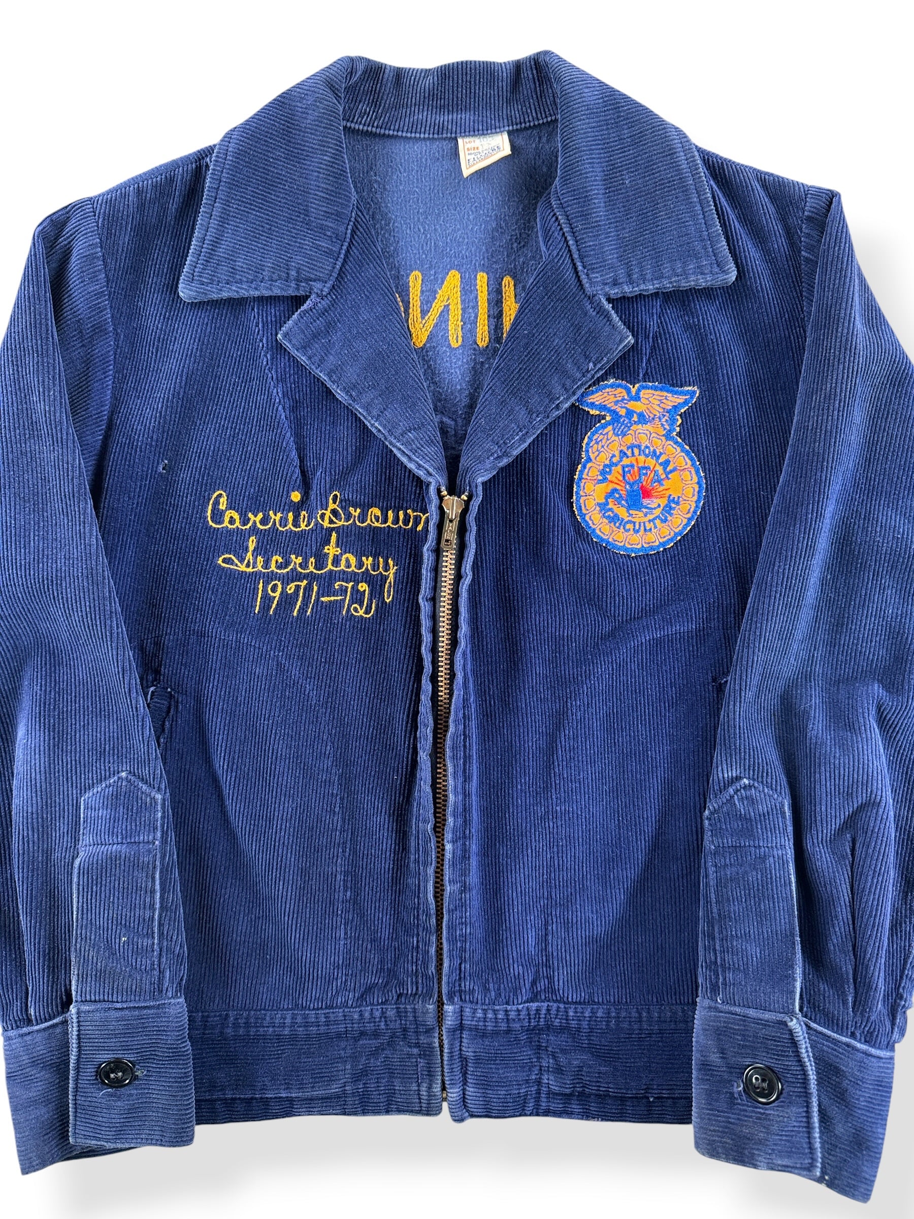 Front Close Up of Vintage 70s Washington FFA Jacket SZ S