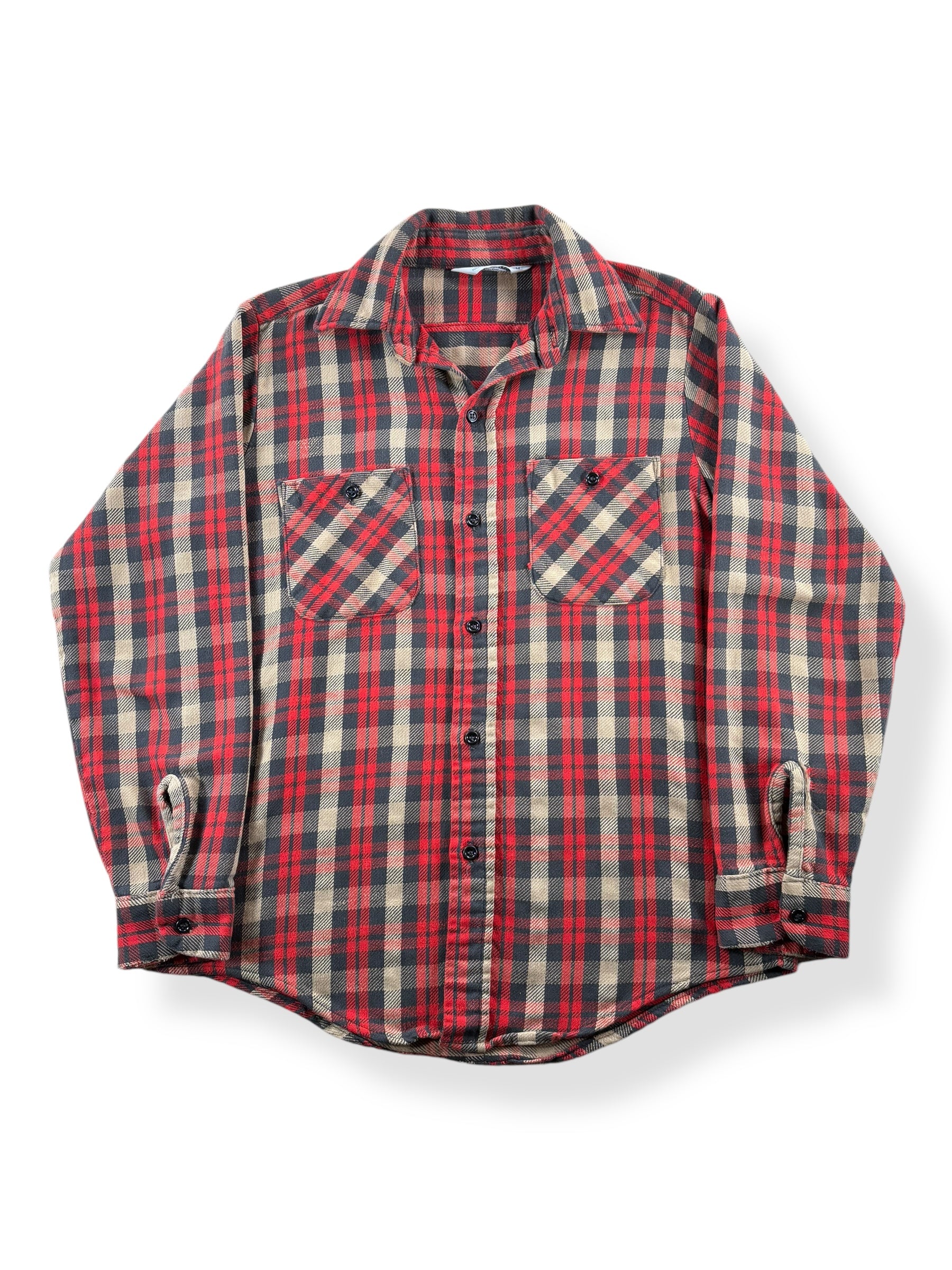 Front of Vintage Mr Leggs Red Plaid Cotton Flannel SZ M
