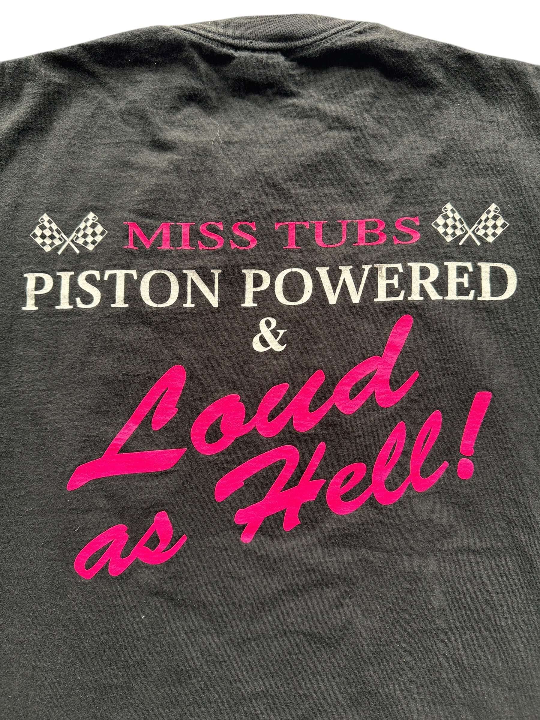 Back Graphic of Vintage Miss Tubs Race Team Tee SZ L