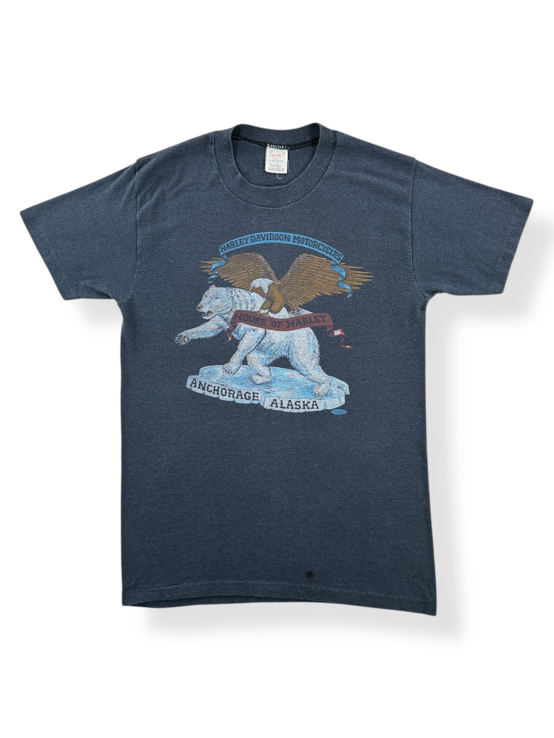 Front of Vintage House of Harley Anchorage Alaska Tee SZ S