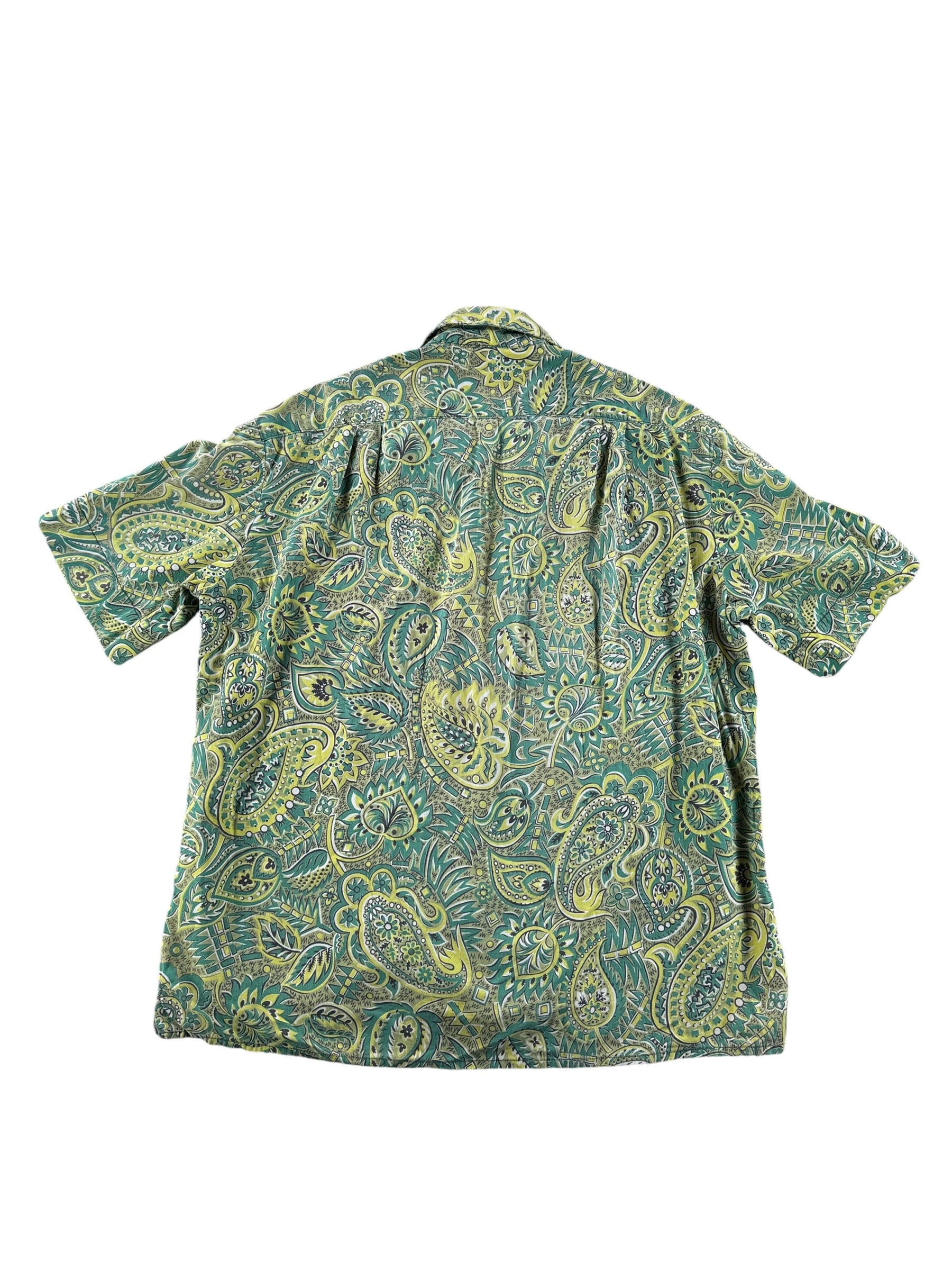 Back of Vintage Green Cotton Aloha Shirt SZ M