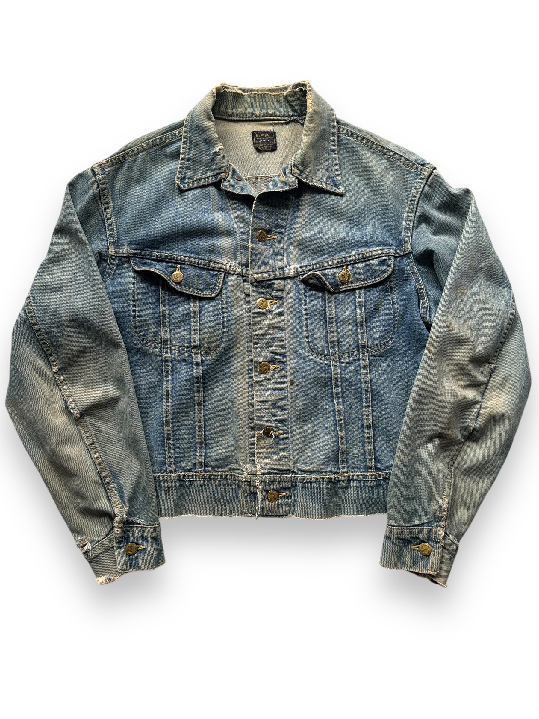 front of Vintage Perfectly Washed Lee 101-J Jacket SZ 44