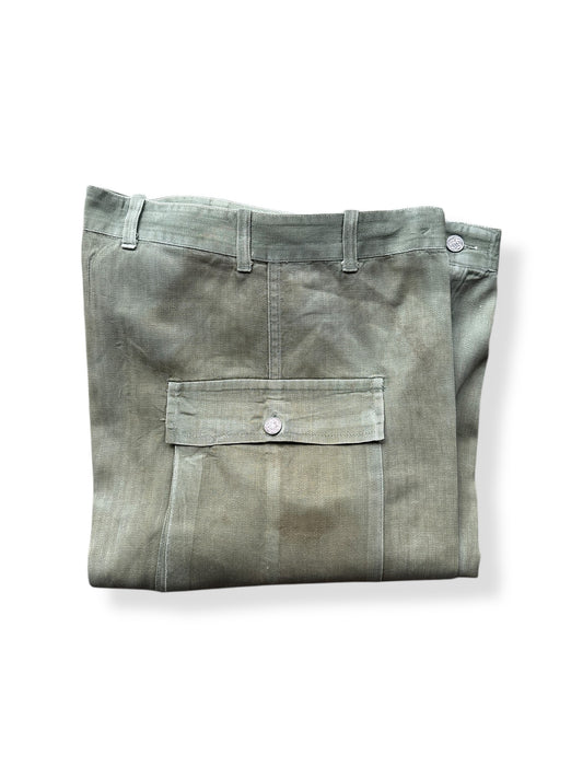 Folded Vintage Starchy WWII HBT Trousers W33