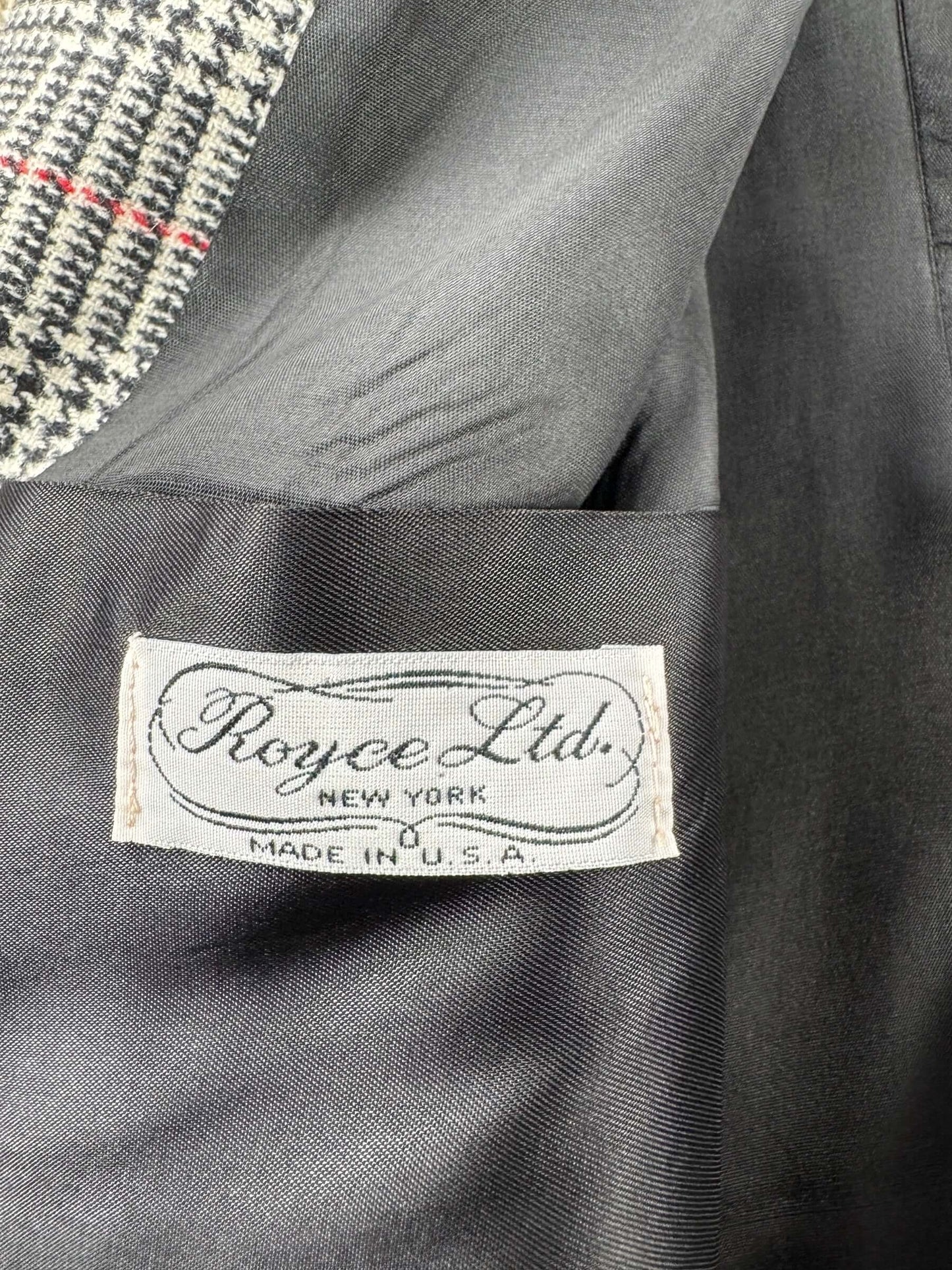 Tag of Vintage 70s Preppy Plaid Wool Blazer SZ 12