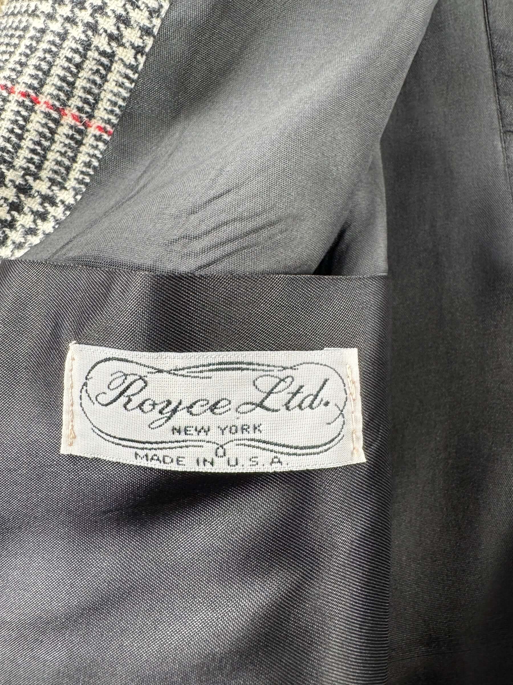 Tag of Vintage 70s Preppy Plaid Wool Blazer SZ 12