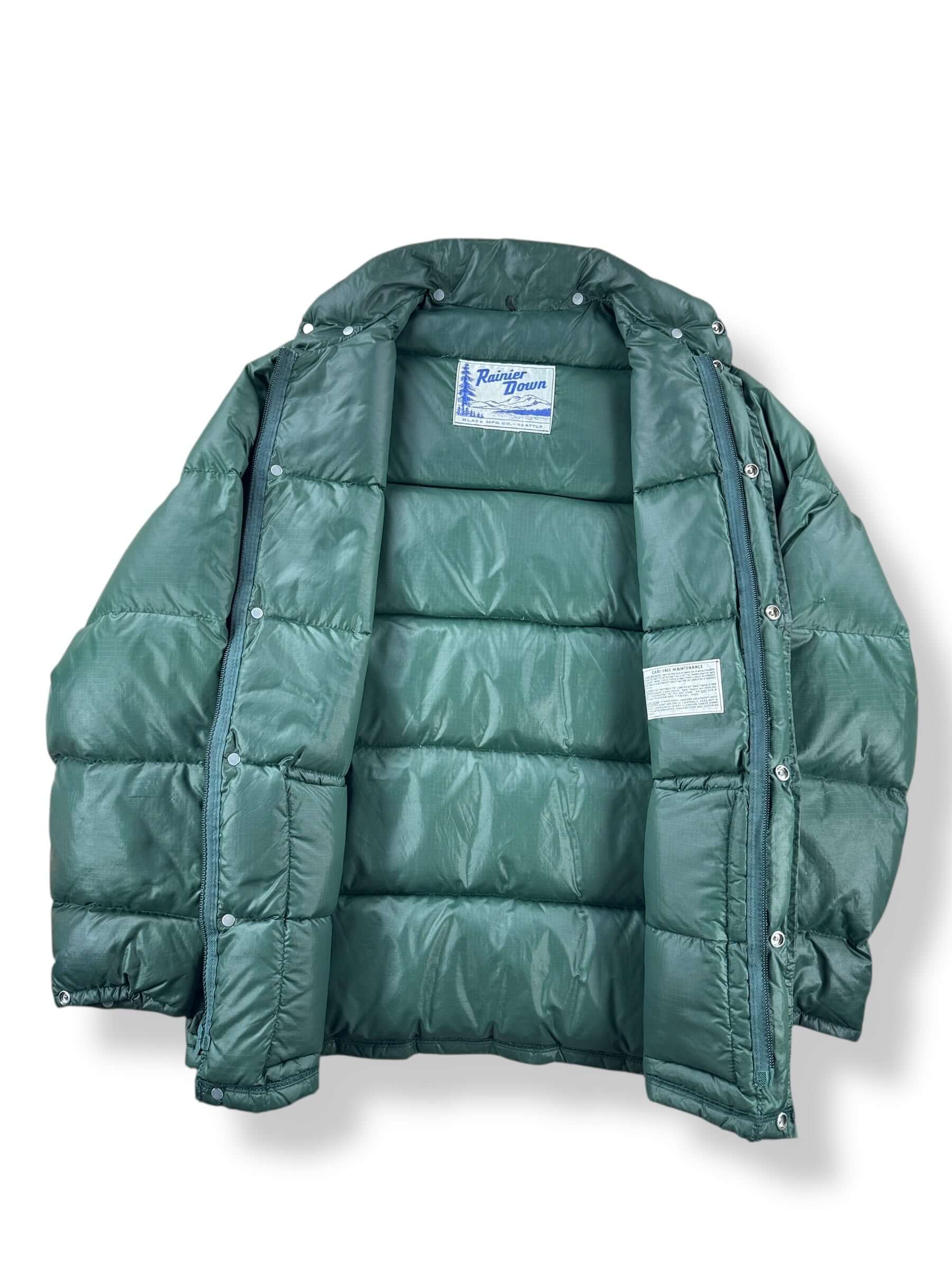 Inside of Vintage Black Mfg Co Rainier Down Jacket SZ L