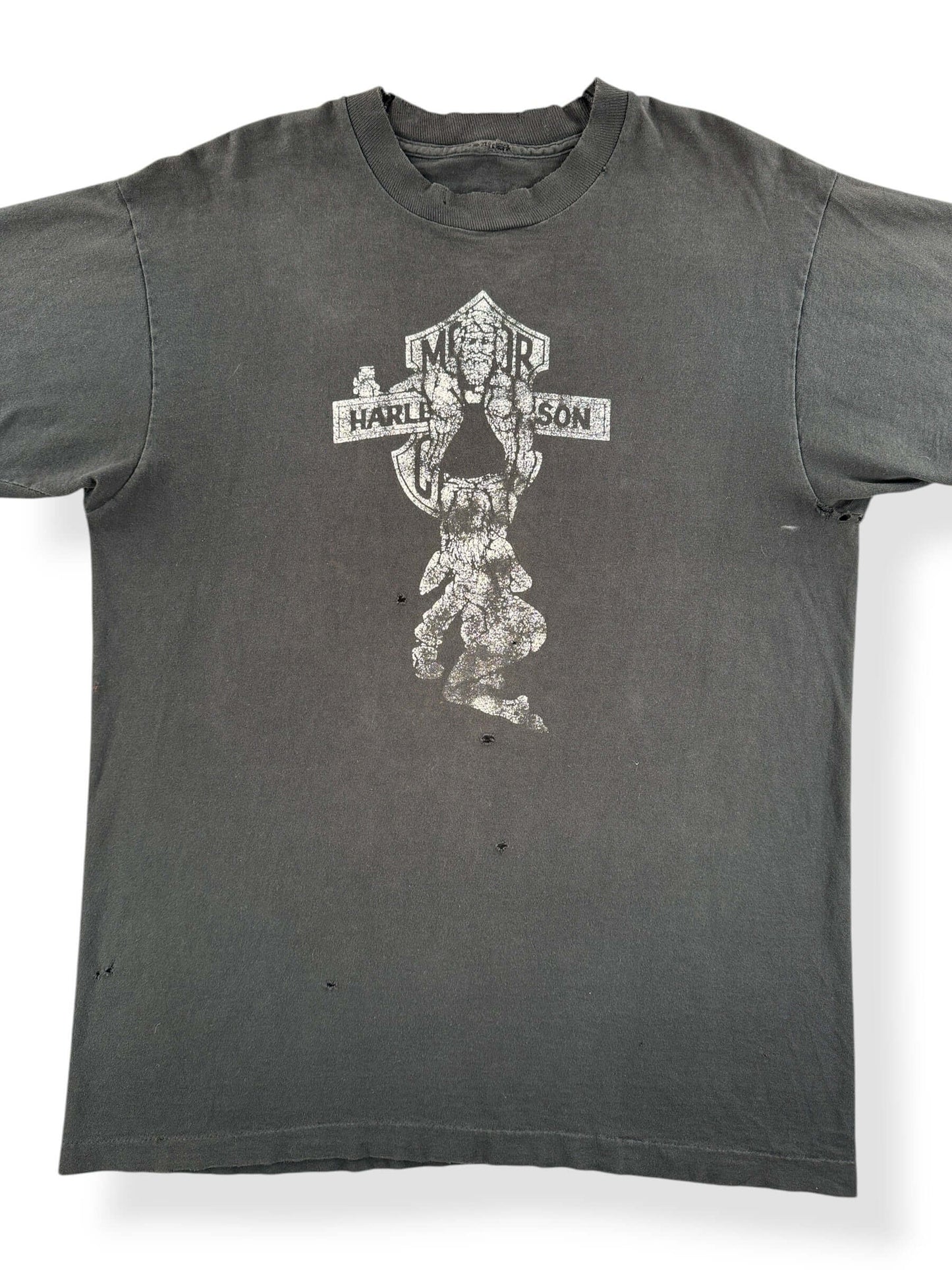 Front Close Up of Vintage 90s Era West Seattle BJ Harley Tee SZ L