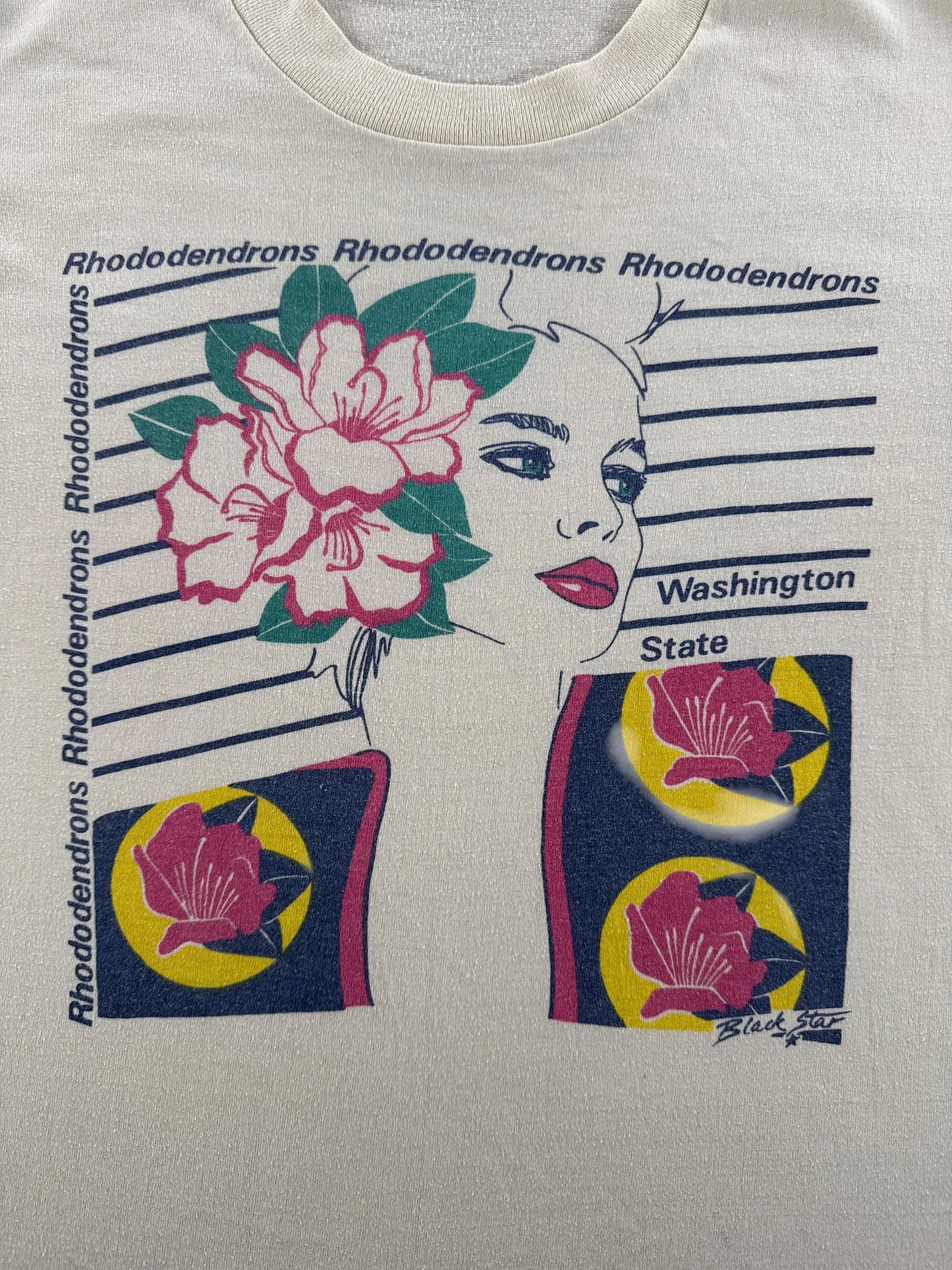 Graphic of Vintage Rhododendrons Washington Tee SZ M (Fits S)