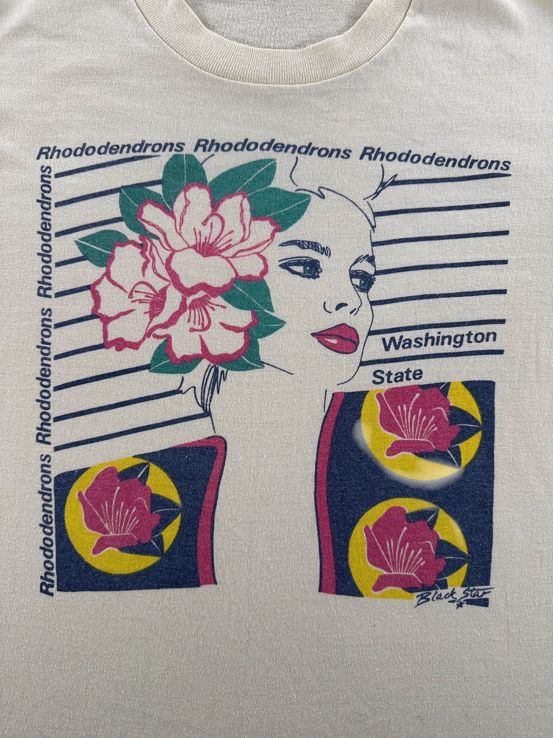 Graphic of Vintage Rhododendrons Washington Tee SZ M (Fits S)