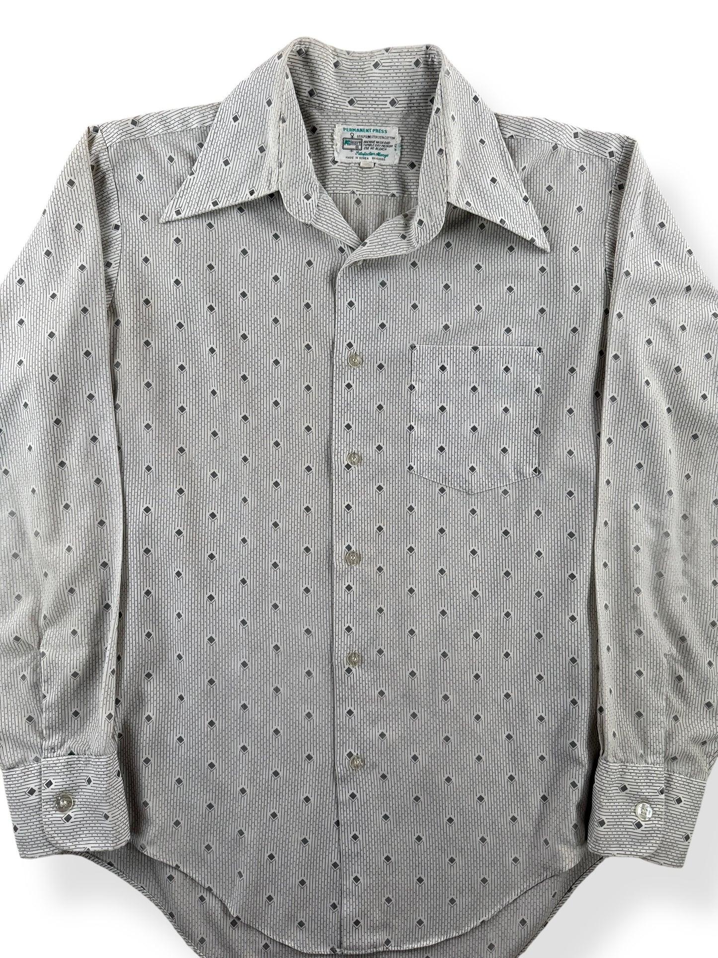 Front Close Up of Vintage KMart Poly/Cotton Blend Button Up Shirt SZ M