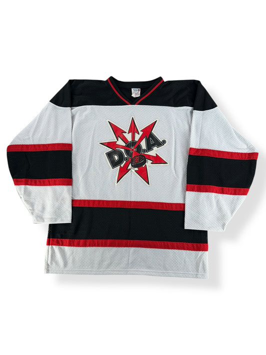 Front of Vintage 90s Era DOA Canadian Punk Hockey Jersey SZ L