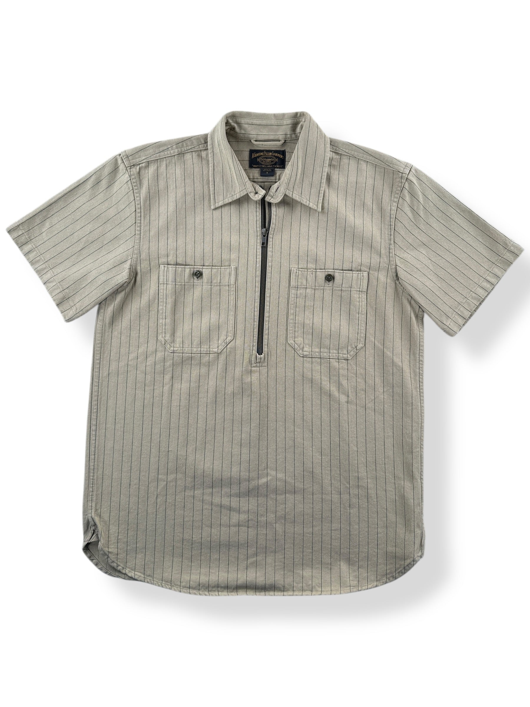Front of Filson Quarter Zip Work Shirt SZ S
