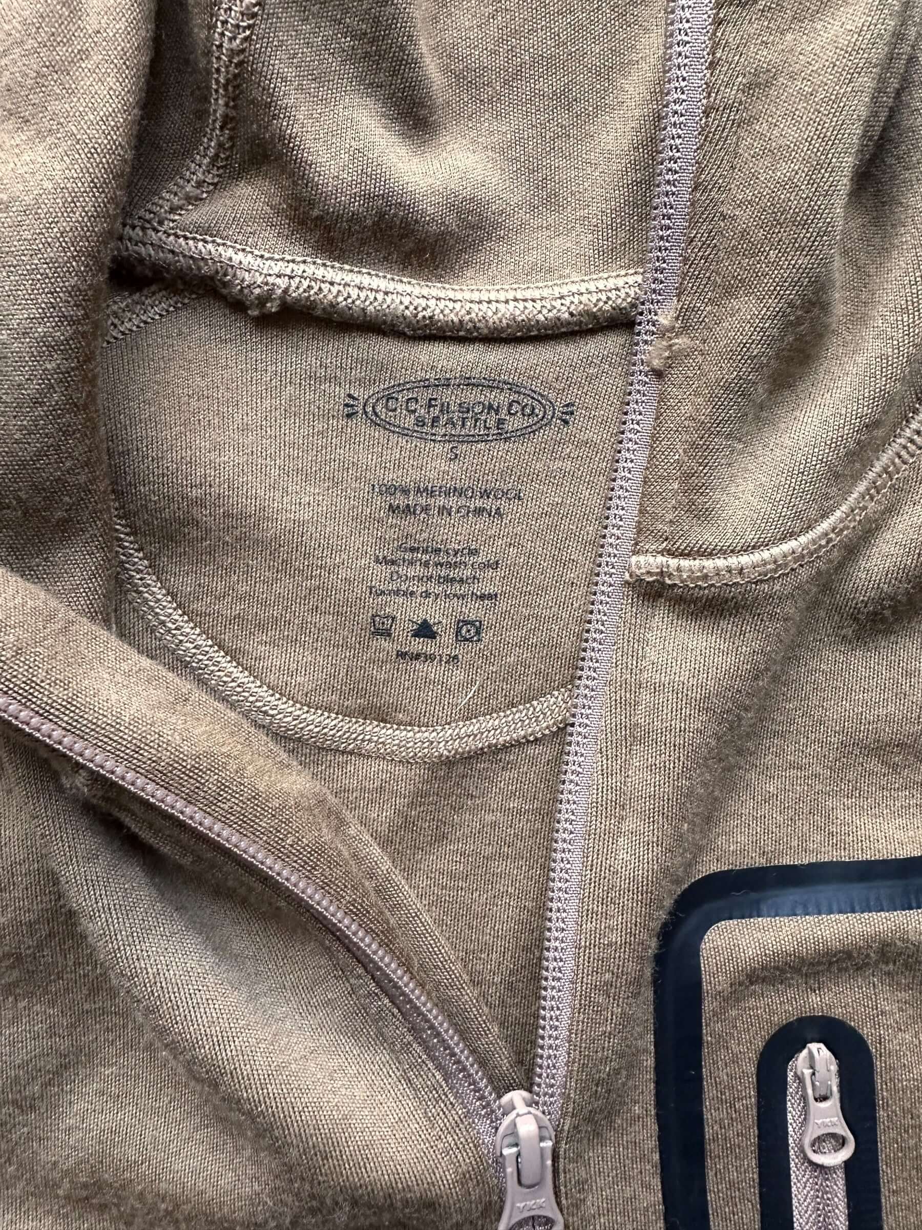 Filson 400G Merino Wool Zip Up Hoodie SZ S Barn Owl Vintage Goods Filson Bargain Outlet Seattle