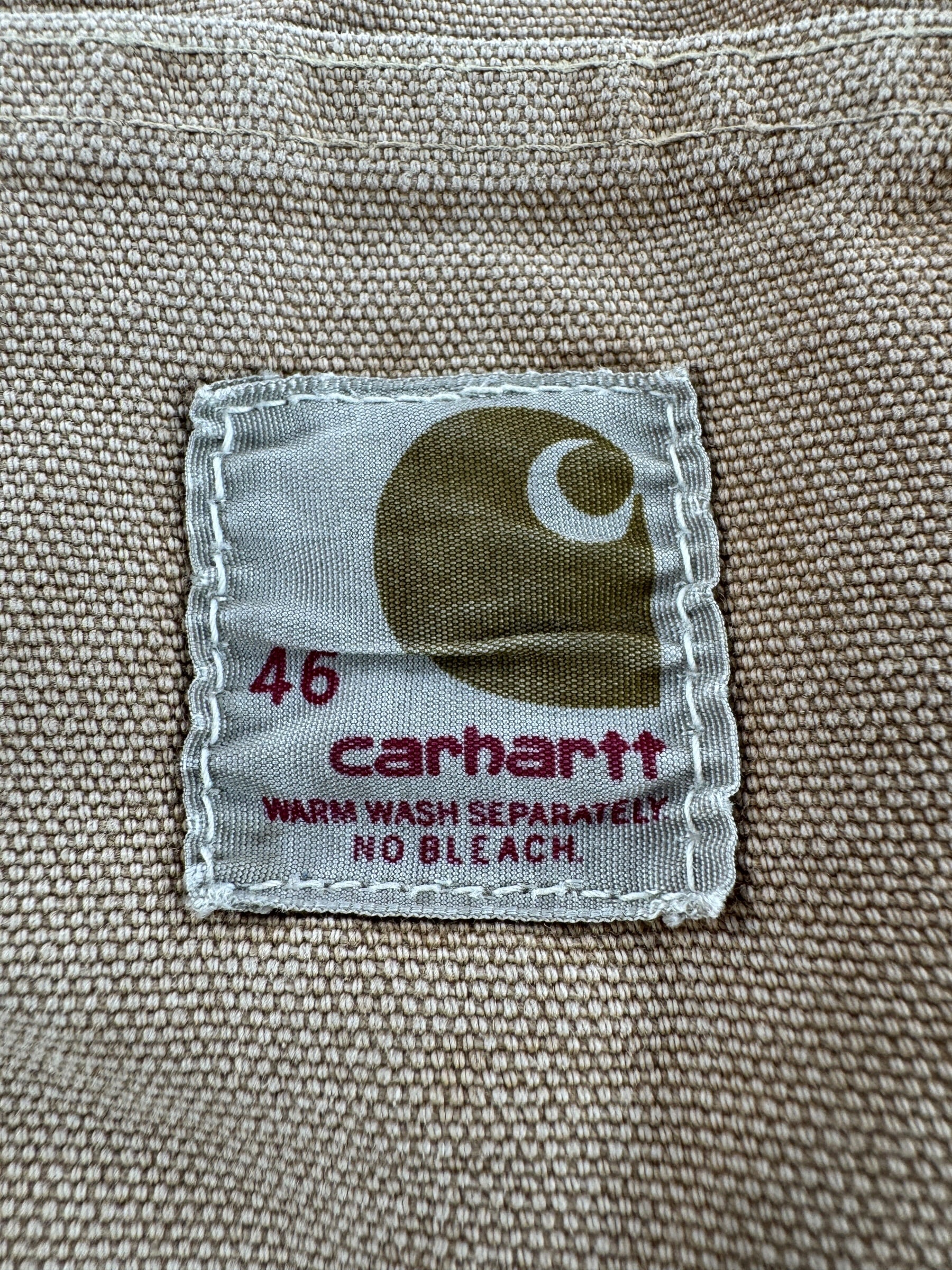 Label on Vintage 60s Blanket Lined Carhartt Chore Coat SZ 46