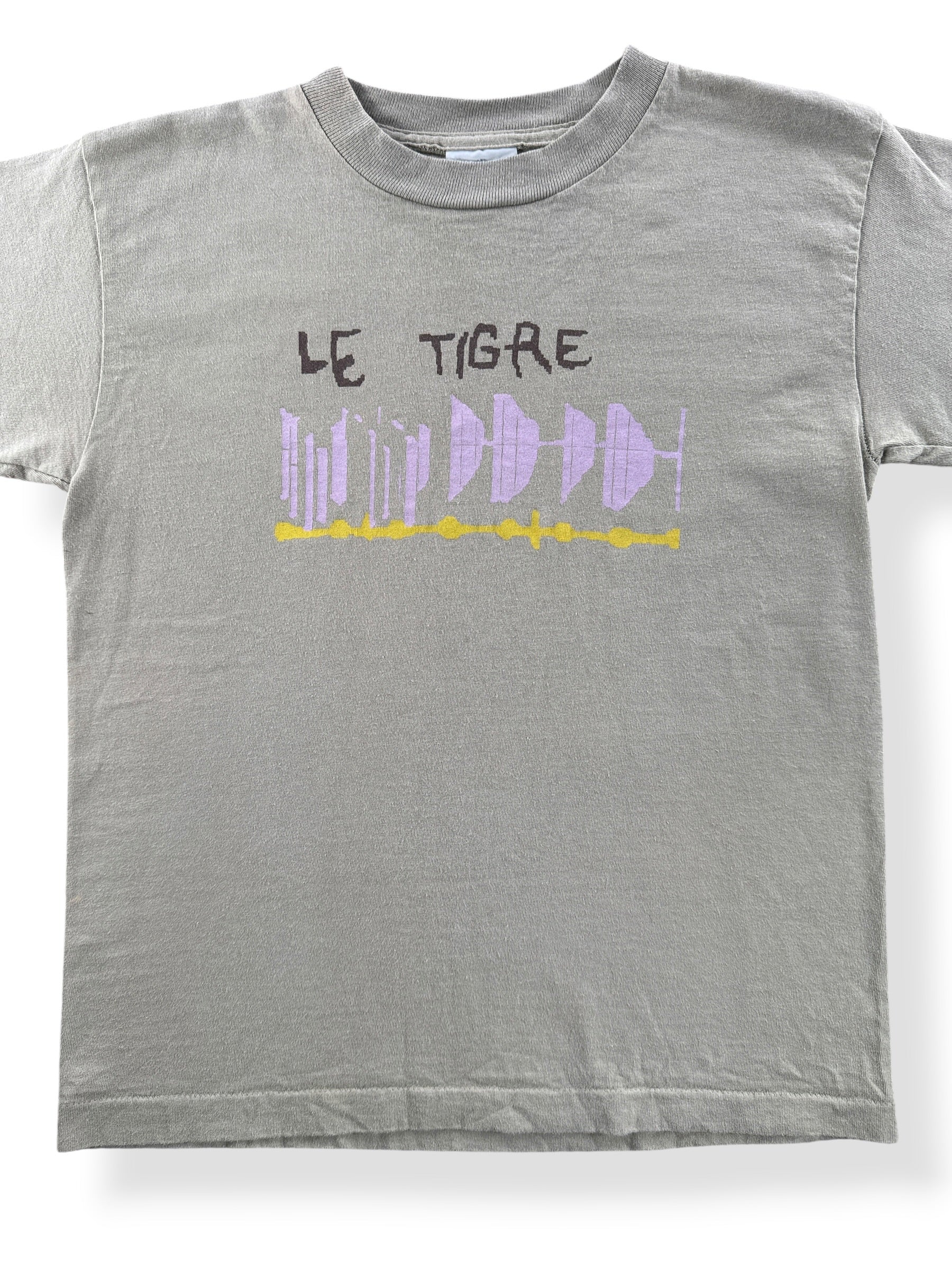 Front Close Up of Vintage Le Tigre Baby Tee SZ XS